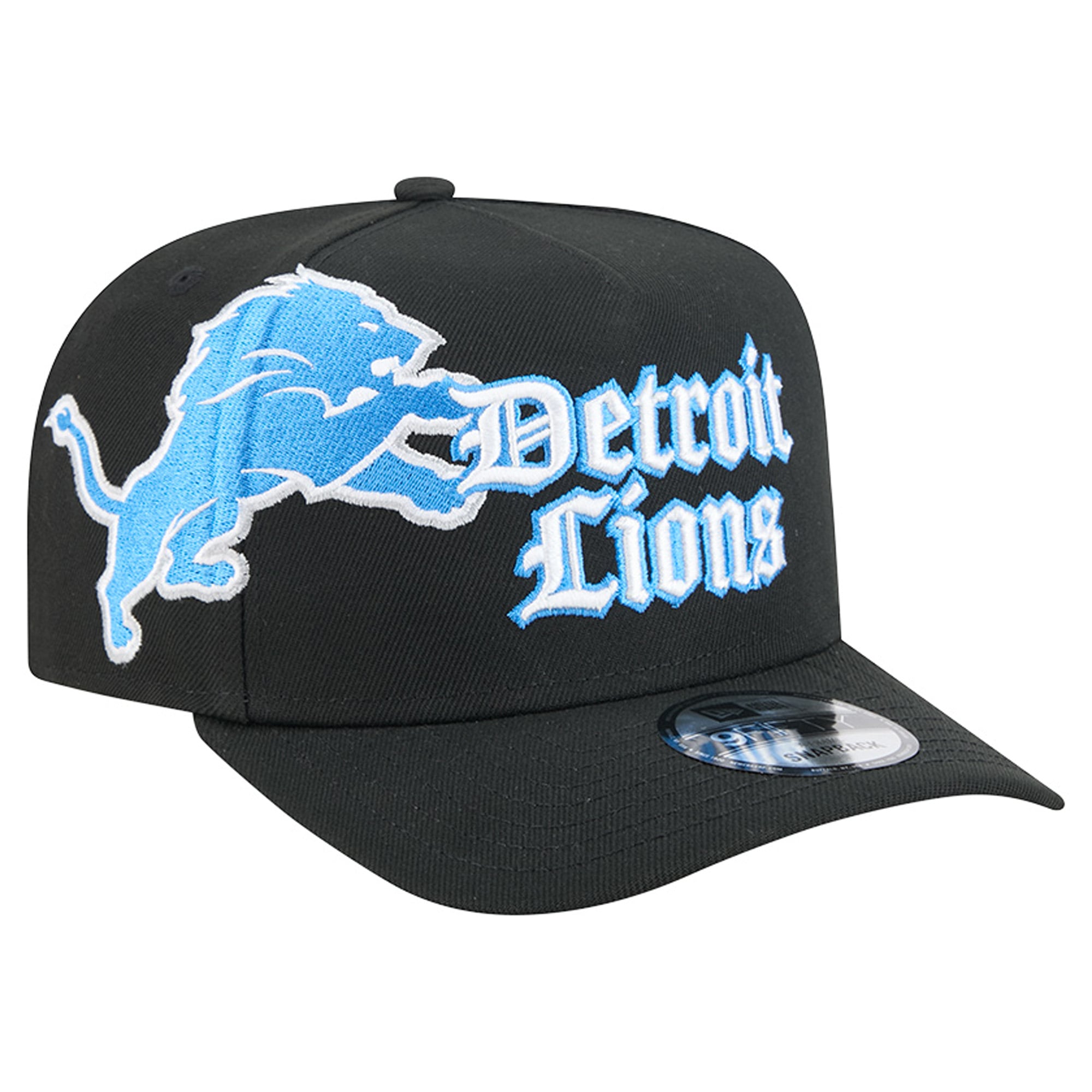 Men's New Era Black Detroit Lions Proud A-Frame 9FIFTY Snapback Hat