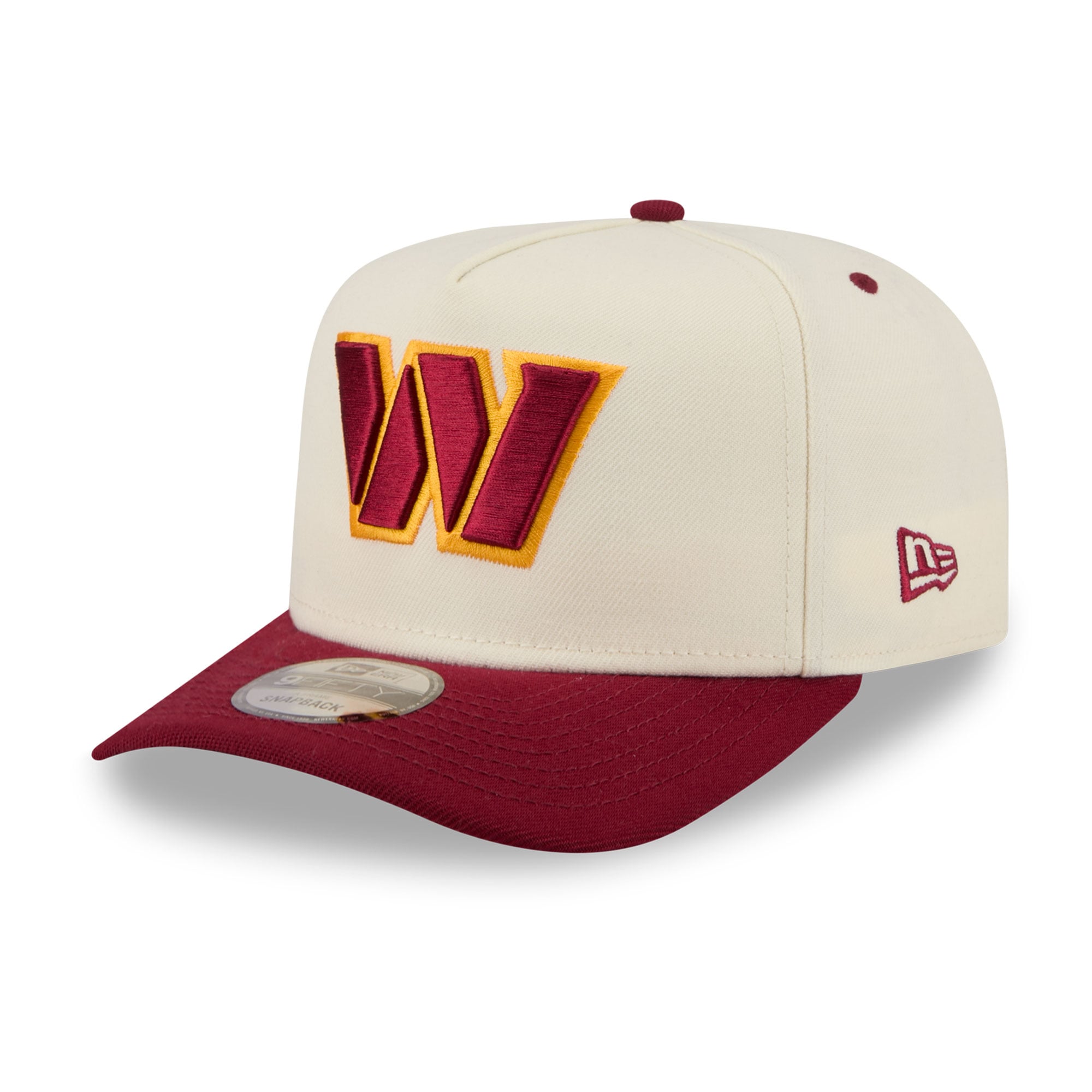 Men's New Era Cream/Burgundy Washington Commanders Rear Wordmark A-Frame 9FIFTY Snapback Hat
