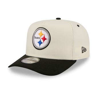 Men's New Era Cream/Black Pittsburgh Steelers Rear Wordmark A-Frame 9FIFTY Snapback Hat