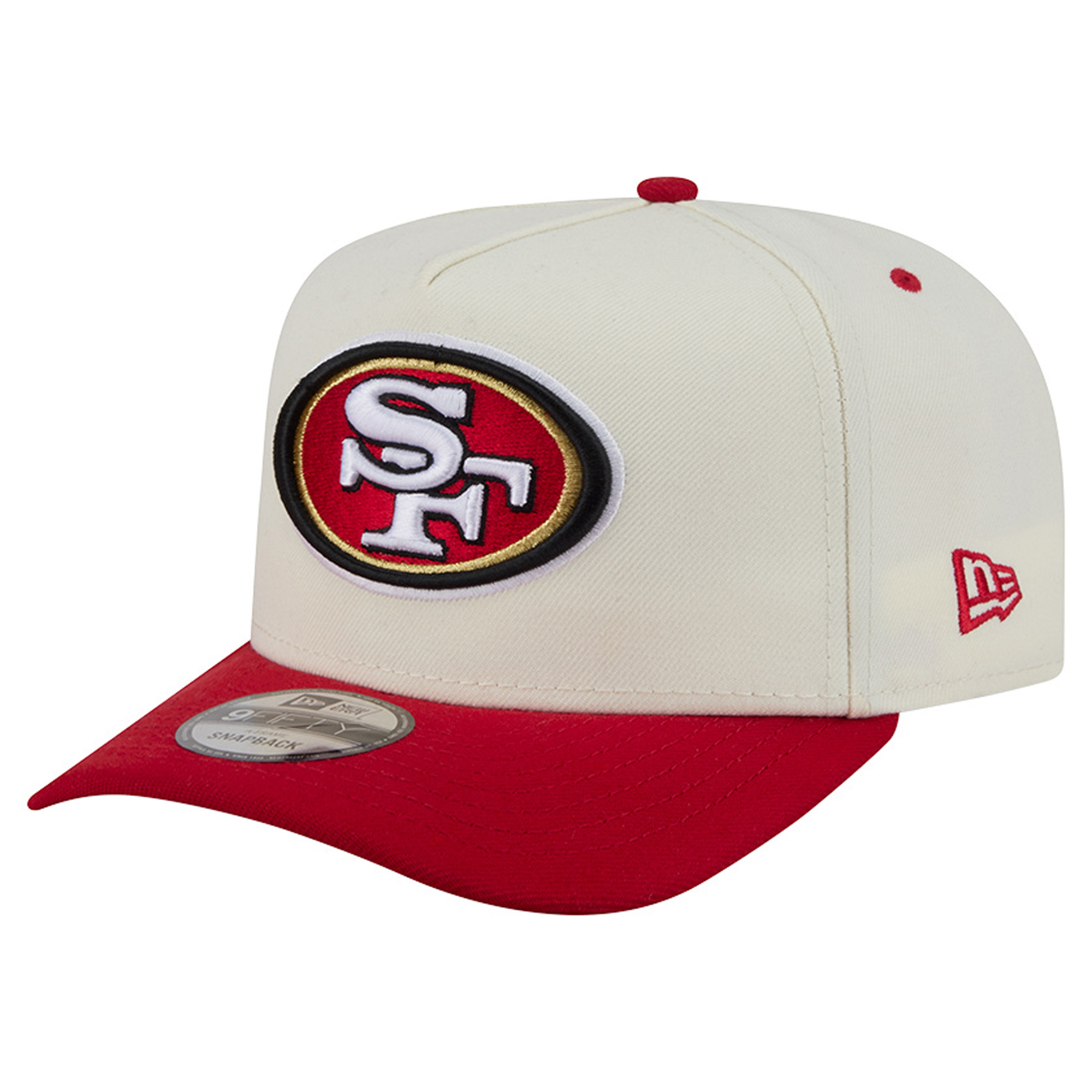 Men's New Era Cream/Scarlet San Francisco 49ers Rear Wordmark A-Frame 9FIFTY Snapback Hat