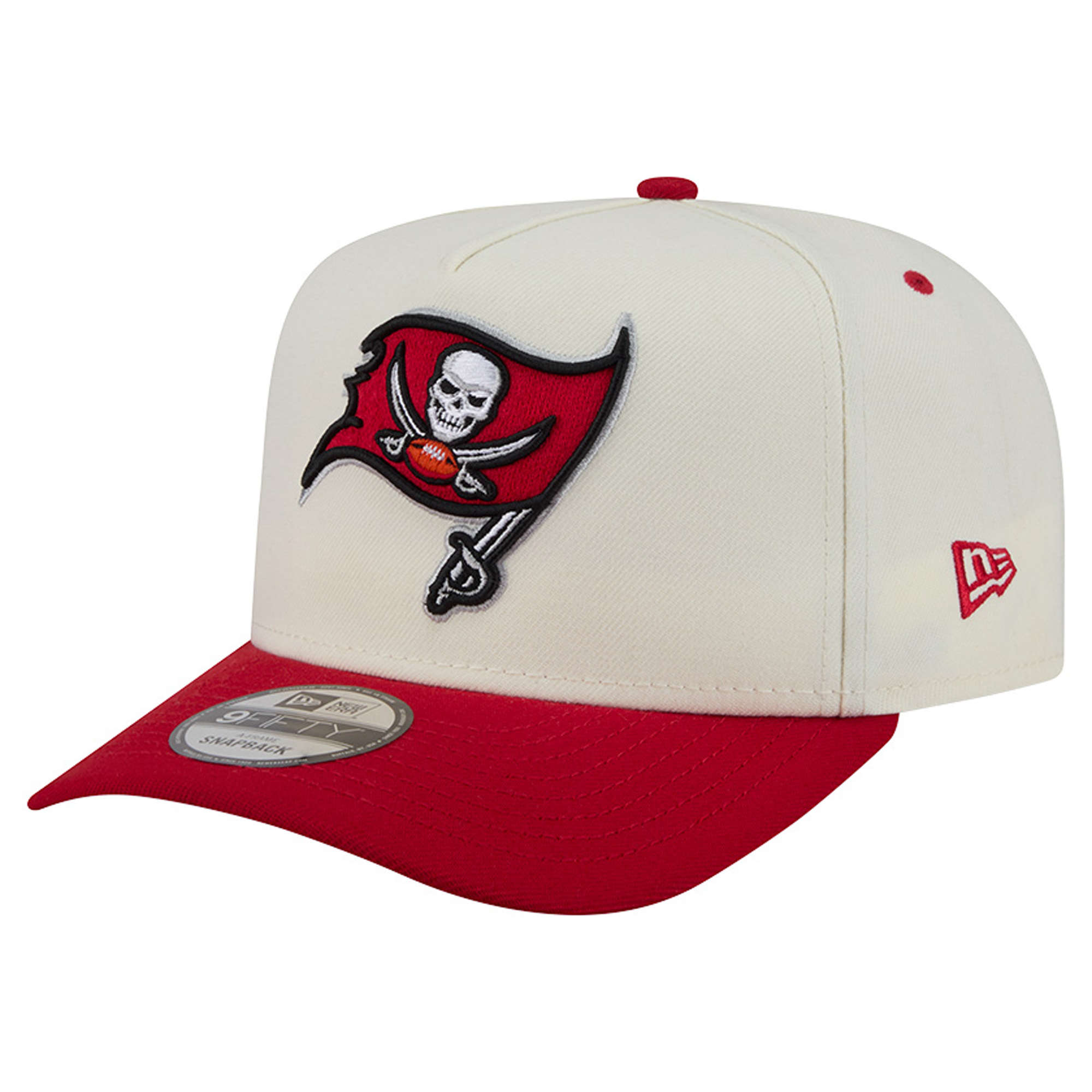 Men's New Era Cream/Red Tampa Bay Buccaneers Rear Wordmark A-Frame 9FIFTY Snapback Hat