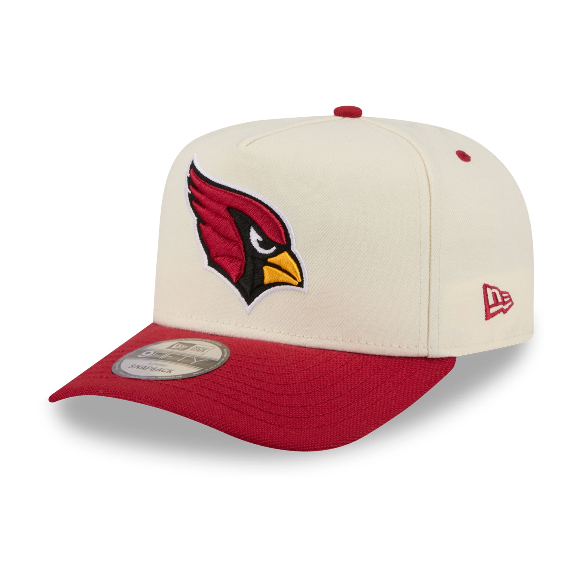 Men's New Era Cream/Cardinal Arizona Cardinals Rear Wordmark A-Frame 9FIFTY Snapback Hat