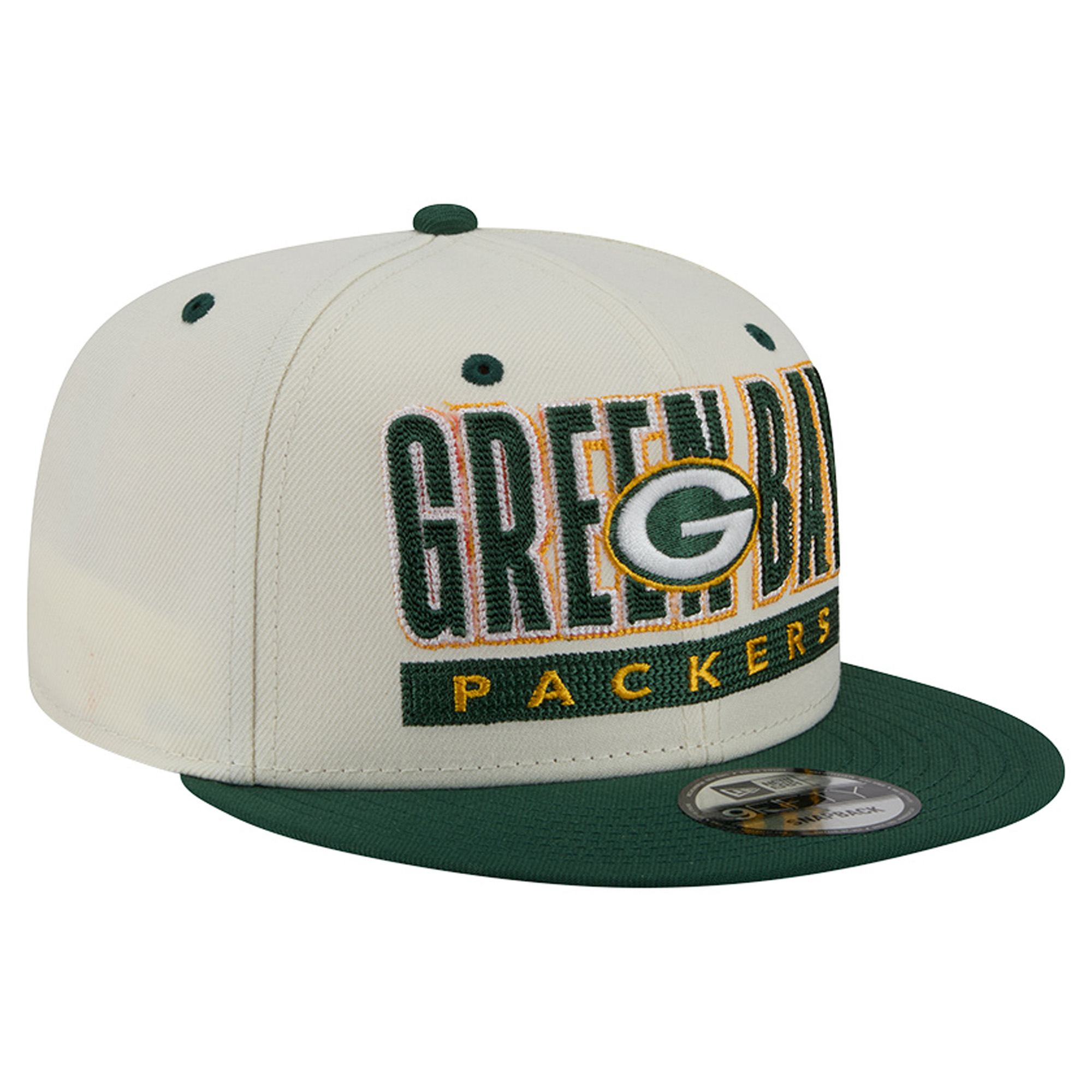Men's New Era Cream/Green Green Bay Packers Classic 9FIFTY Snapback Hat