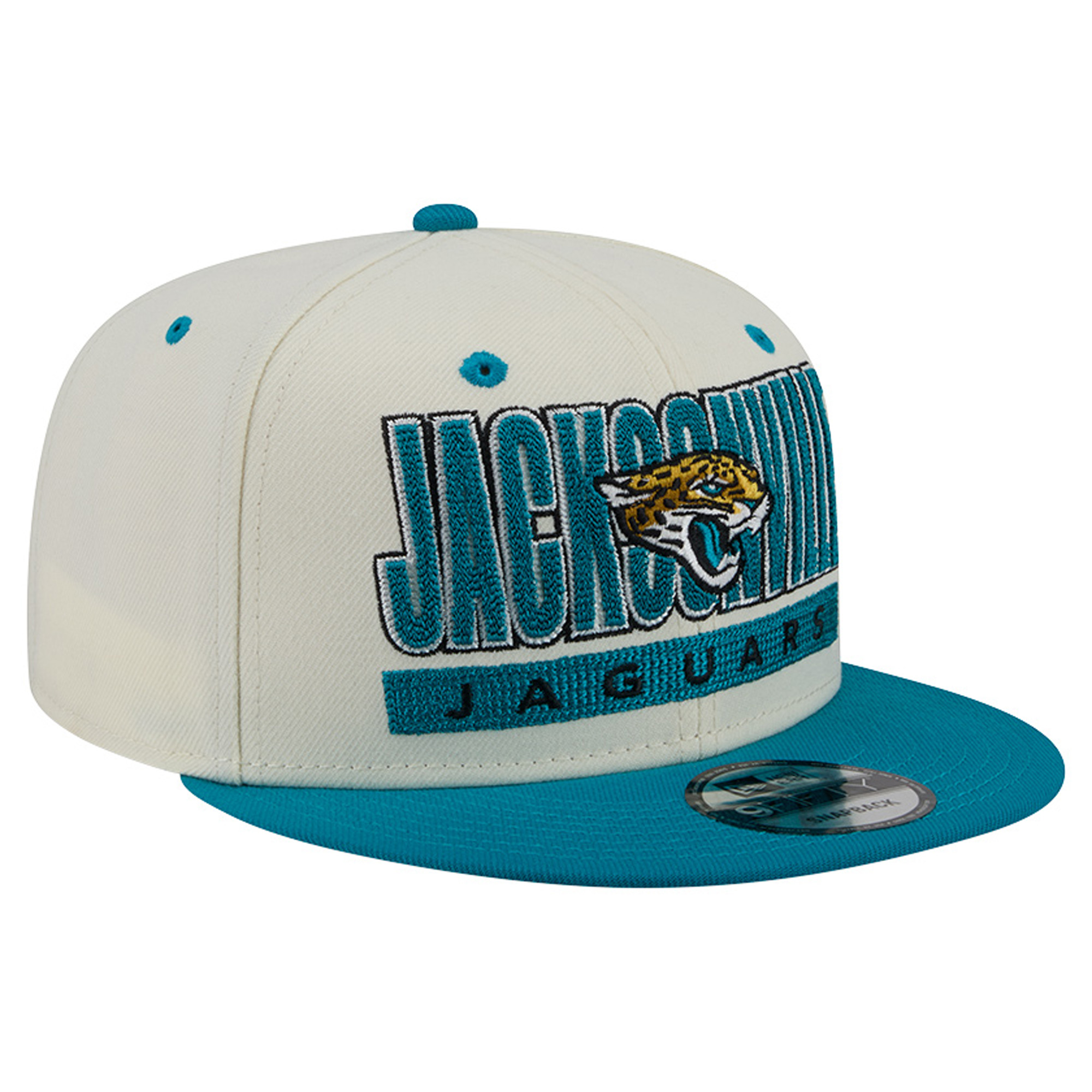 Men's New Era Cream/Teal Jacksonville Jaguars Classic 9FIFTY Snapback Hat