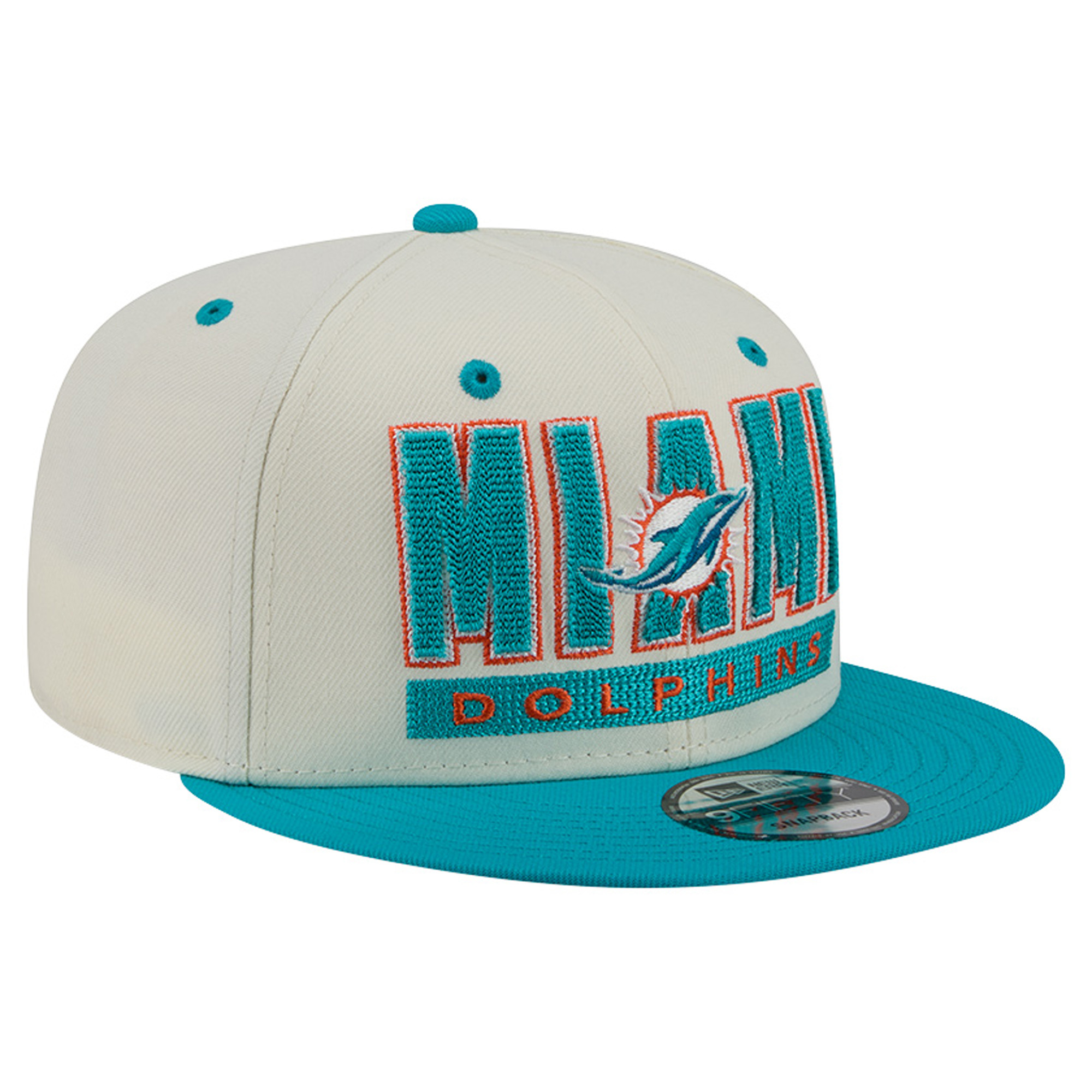 Men's New Era Cream/Aqua Miami Dolphins Classic 9FIFTY Snapback Hat