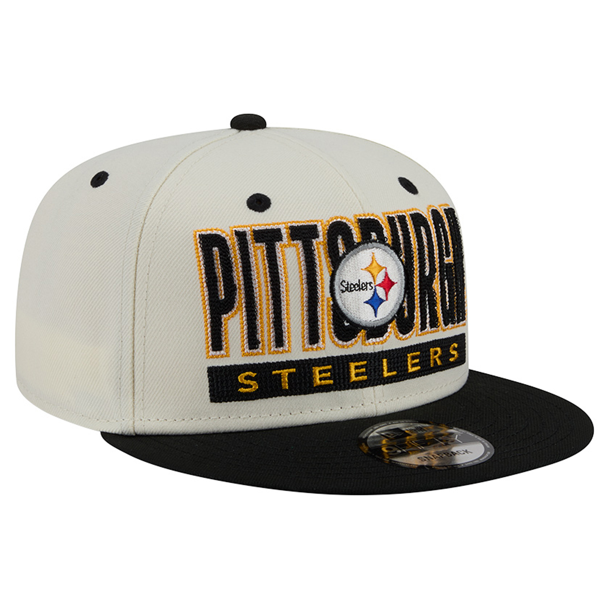 Men's New Era Cream/Black Pittsburgh Steelers Classic 9FIFTY Snapback Hat