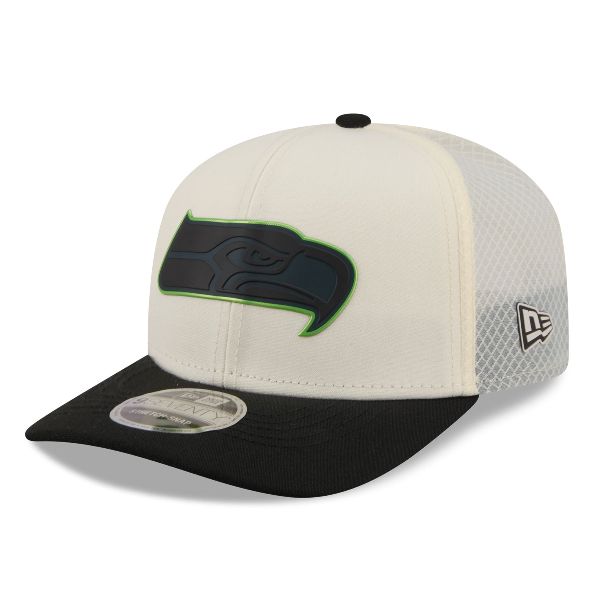 Men's New Era Cream/Black Seattle Seahawks Color Pop 9SEVENTY Adjustable Hat