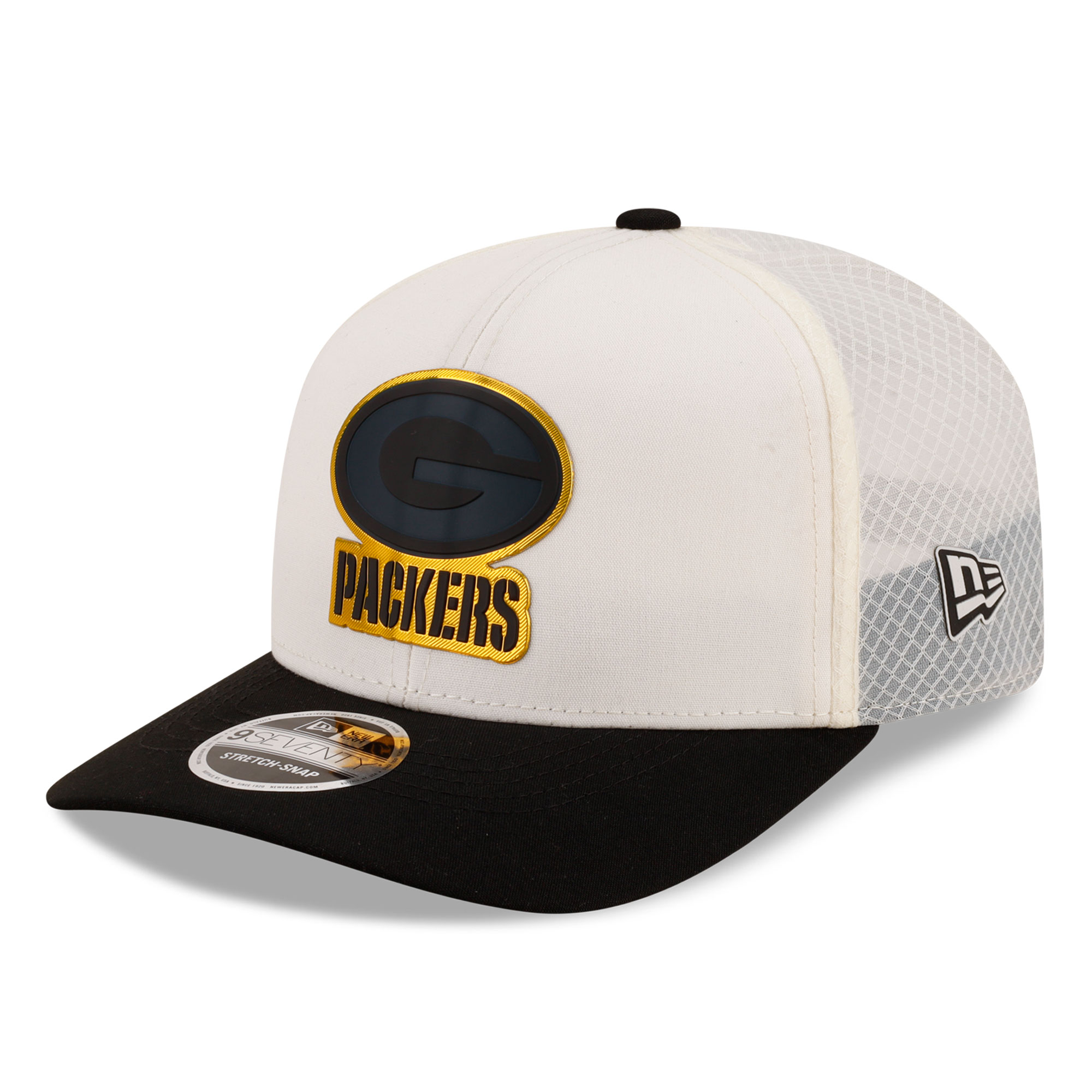 Men's New Era Cream/Black Green Bay Packers Color Pop 9SEVENTY Adjustable Hat