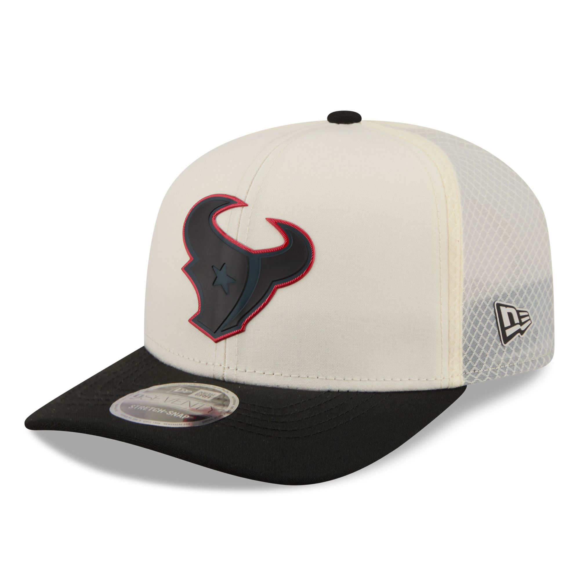 Men's New Era Cream/Black Houston Texans Color Pop 9SEVENTY Adjustable Hat