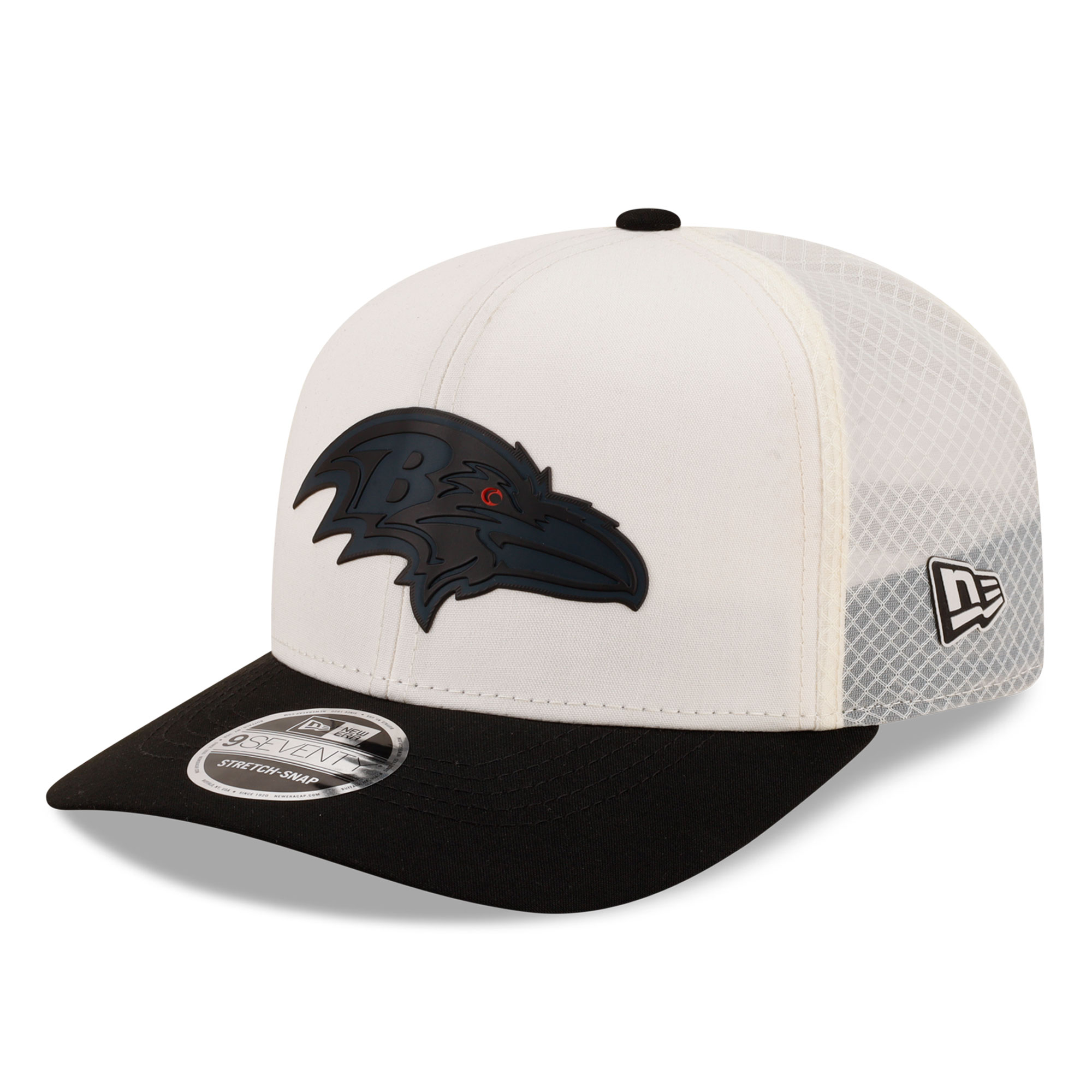 Men's New Era Cream/Black Baltimore Ravens Color Pop 9SEVENTY Adjustable Hat