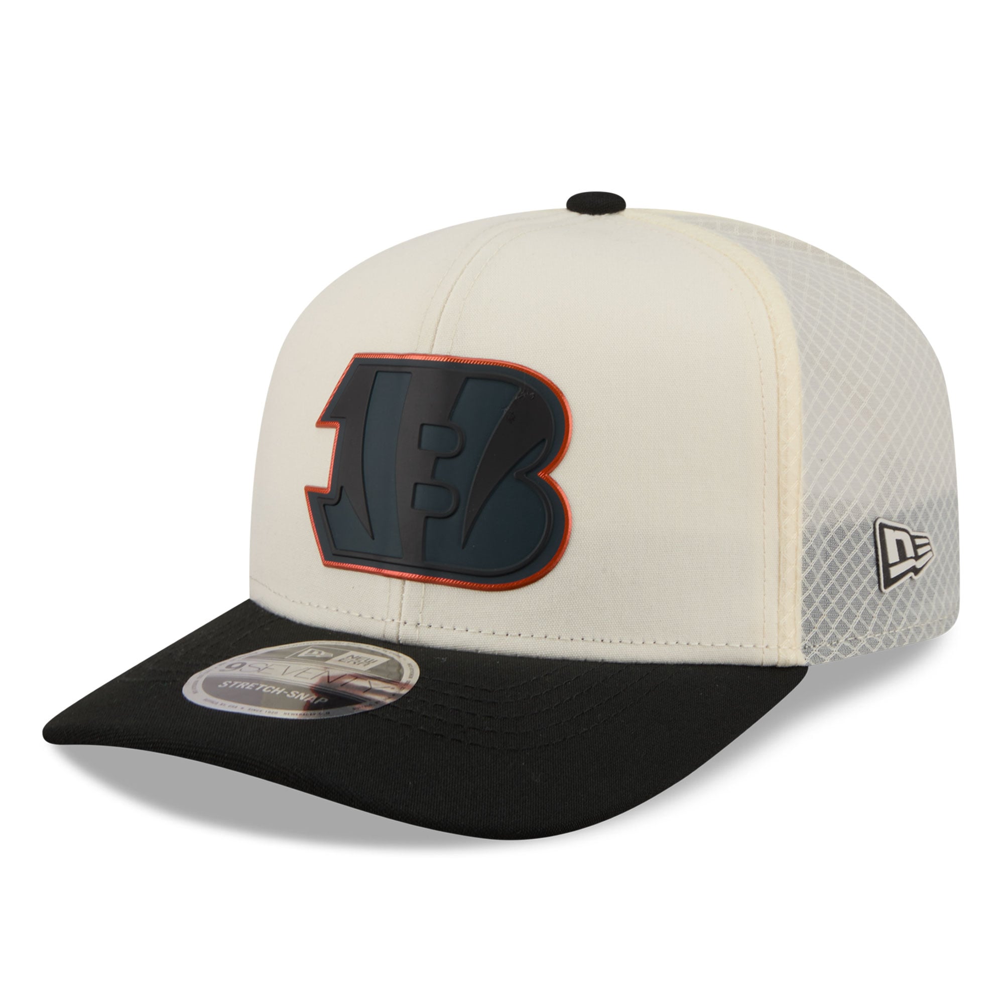 Men's New Era Cream/Black Cincinnati Bengals Color Pop 9SEVENTY Adjustable Hat
