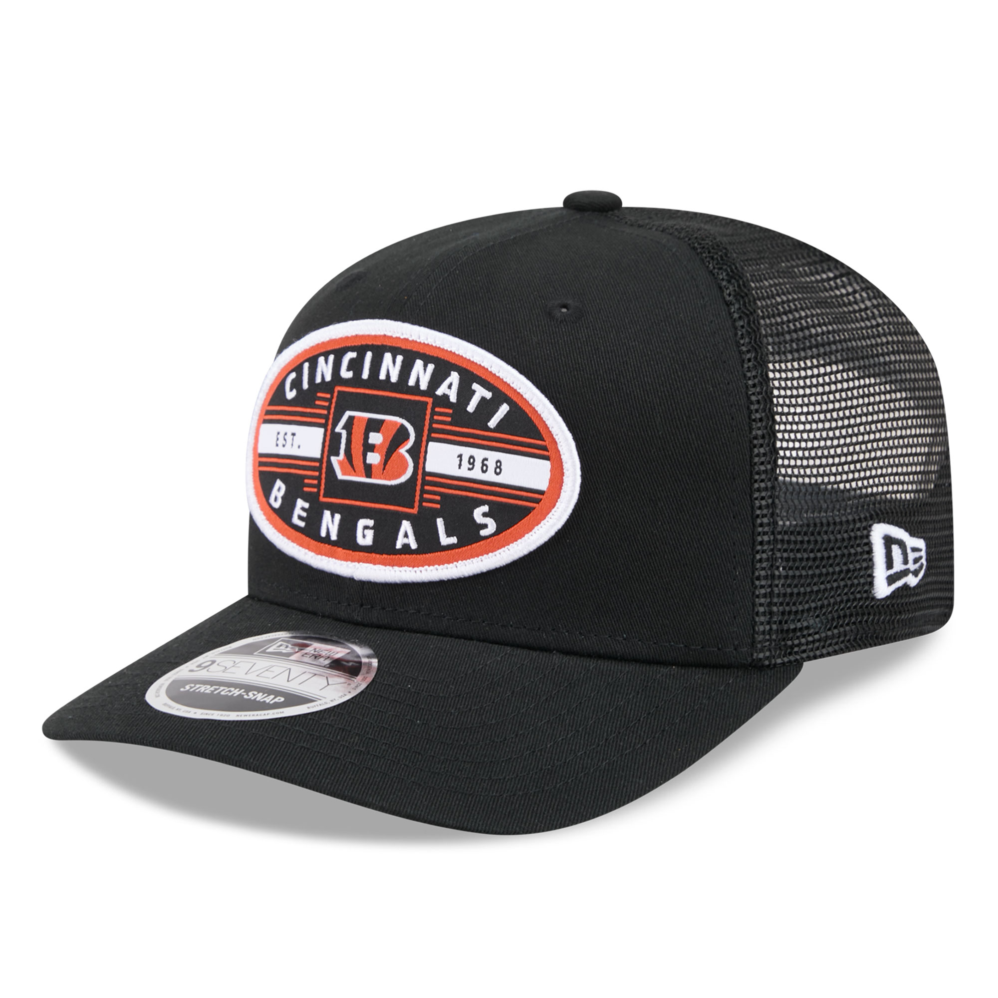Men's New Era Black Cincinnati Bengals Collegiate 9SEVENTY Trucker Hat