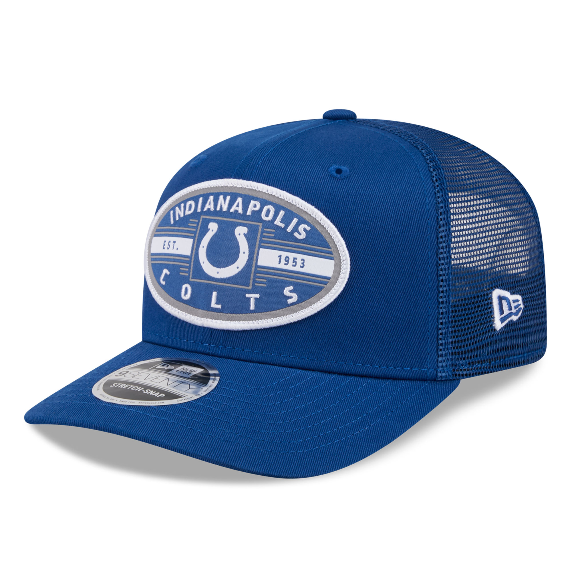 Men's New Era Blue Indianapolis Colts Collegiate 9SEVENTY Trucker Hat