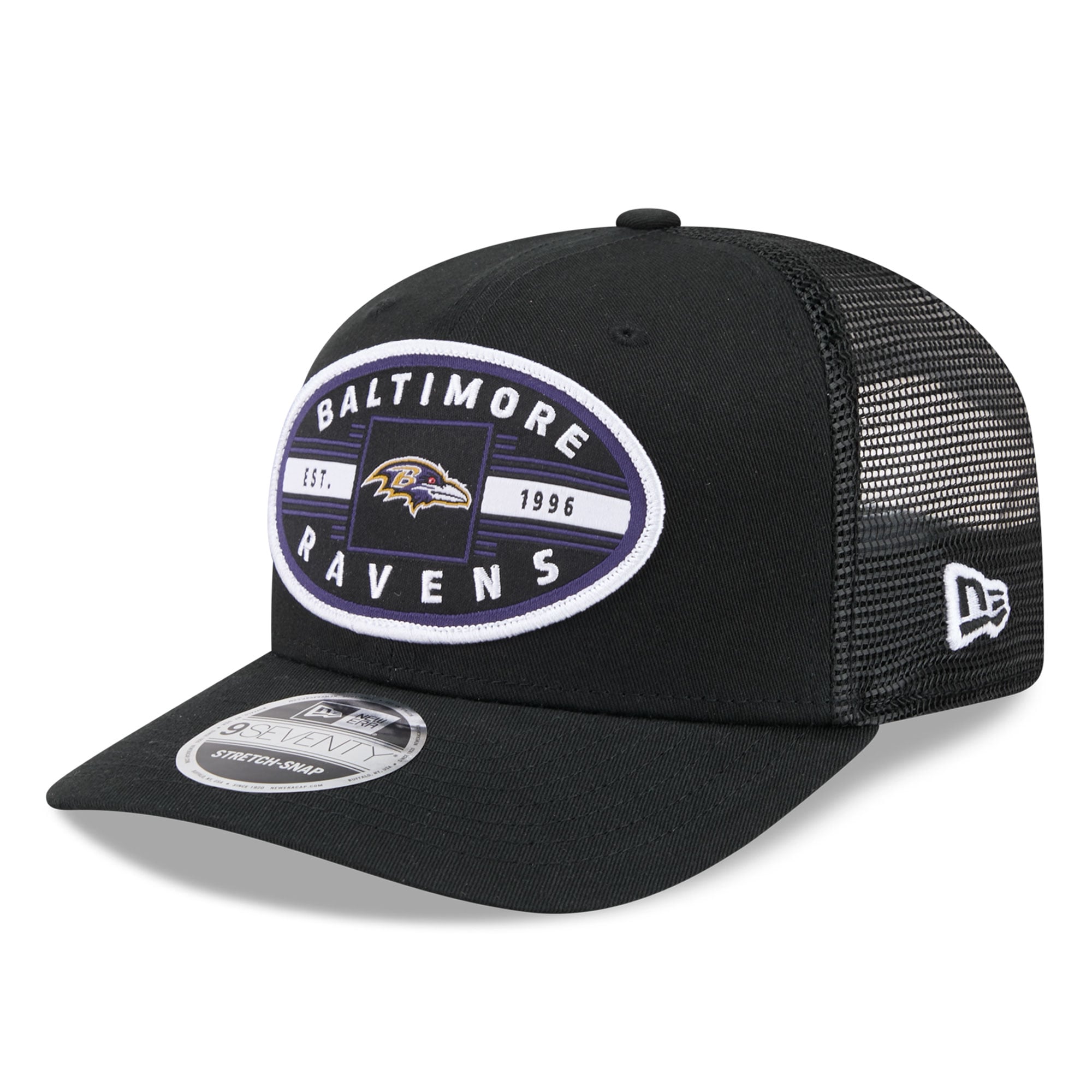 Men's New Era Black Baltimore Ravens Collegiate 9SEVENTY Trucker Hat