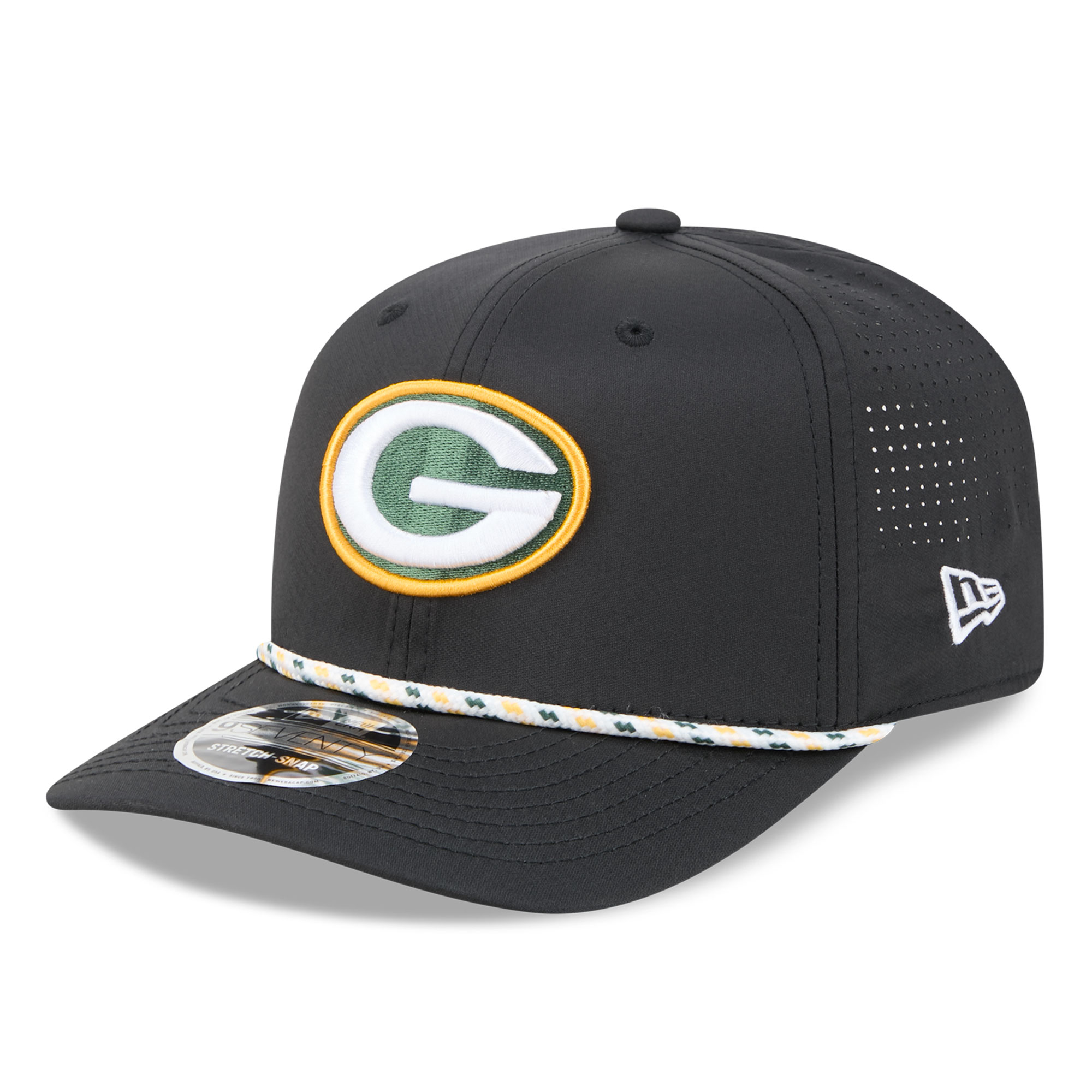 Men's New Era Black Green Bay Packers 9SEVENTY Adjustable Hat