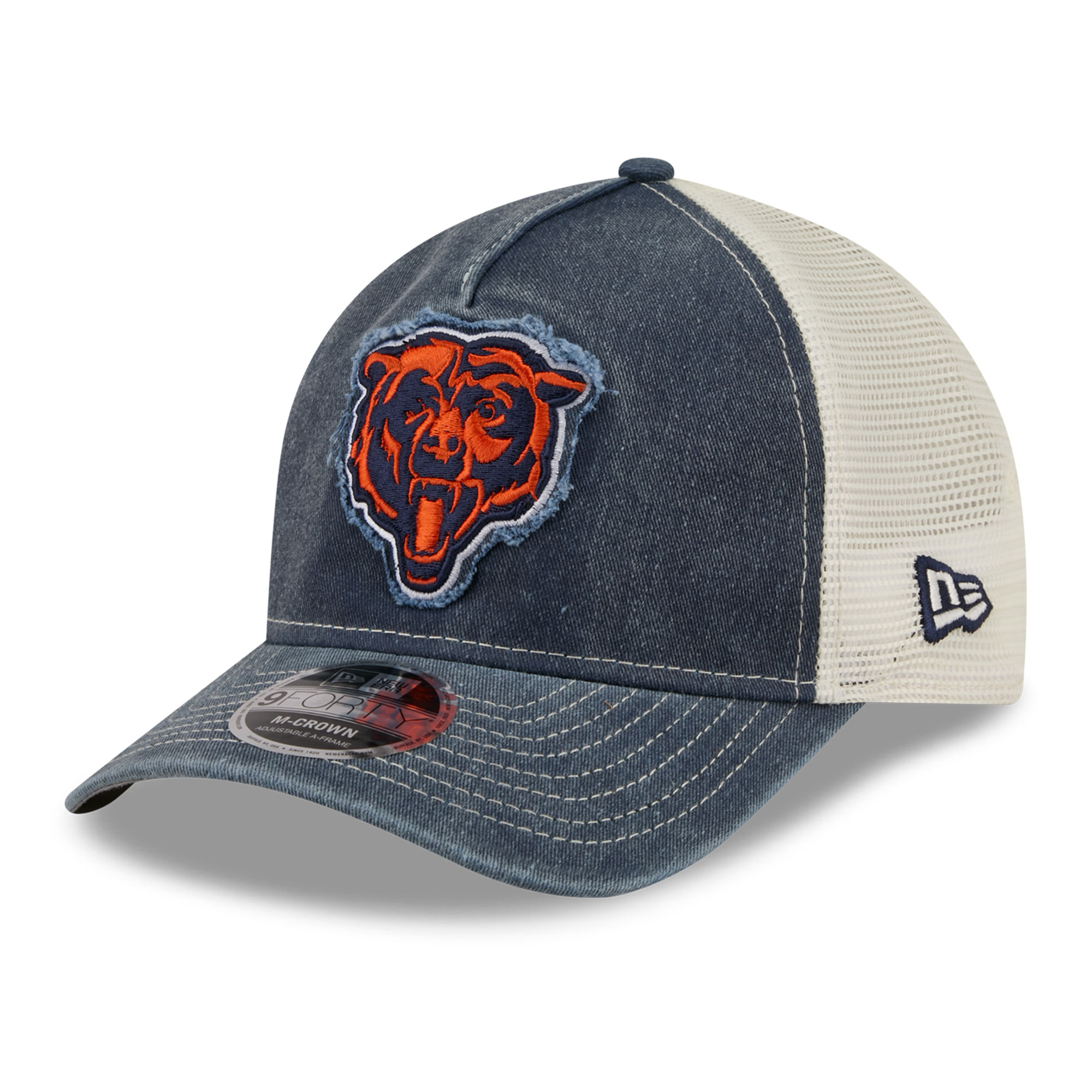 Men's New Era  Navy Chicago Bears Fan 9FORTY A-Frame Trucker Adjustable Hat