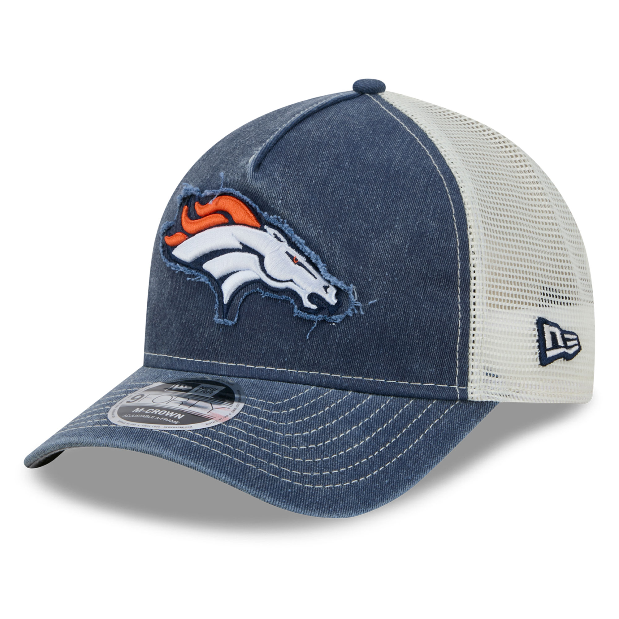 Men's New Era  Navy Denver Broncos Fan 9FORTY A-Frame Trucker Adjustable Hat