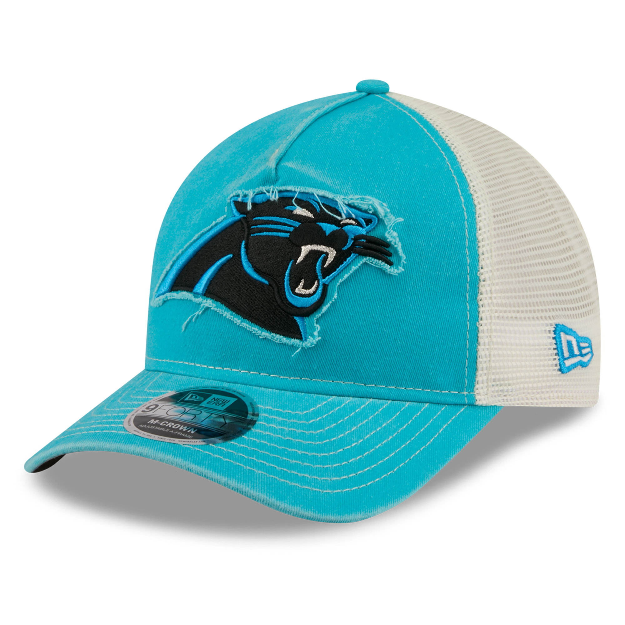 Men's New Era  Blue Carolina Panthers Fan 9FORTY A-Frame Trucker Adjustable Hat