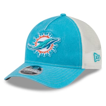 Men's New Era  Aqua Miami Dolphins Fan 9FORTY A-Frame Trucker Adjustable Hat