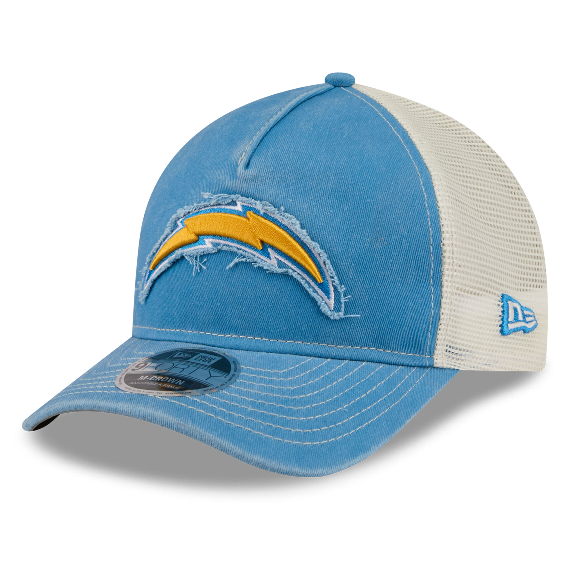 Men's New Era  Powder Blue Los Angeles Chargers Fan 9FORTY A-Frame Trucker Adjustable Hat