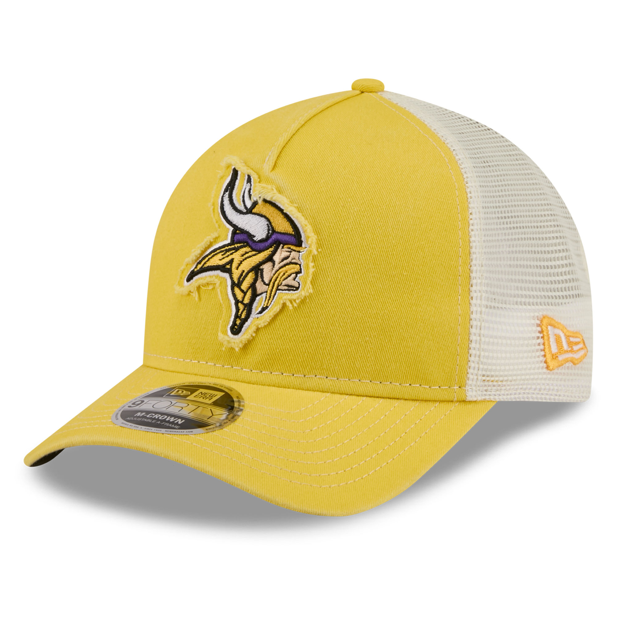 Men's New Era Gold Minnesota Vikings Fan 9FORTY A-Frame Trucker Adjustable Hat
