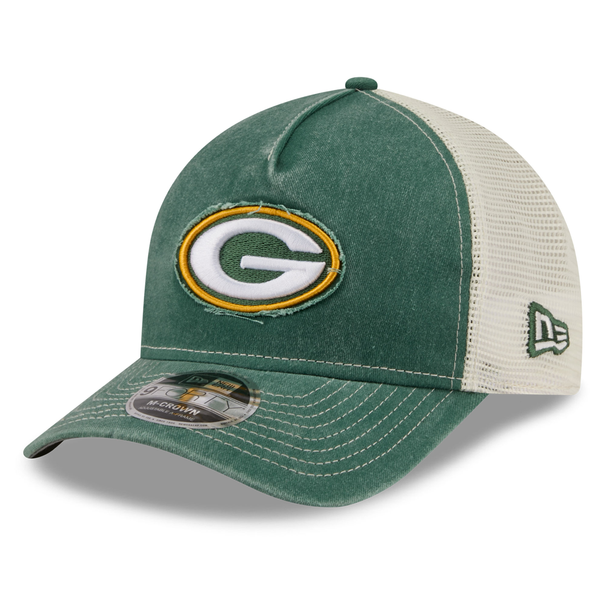 Men's New Era  Green Green Bay Packers Fan 9FORTY A-Frame Trucker Adjustable Hat