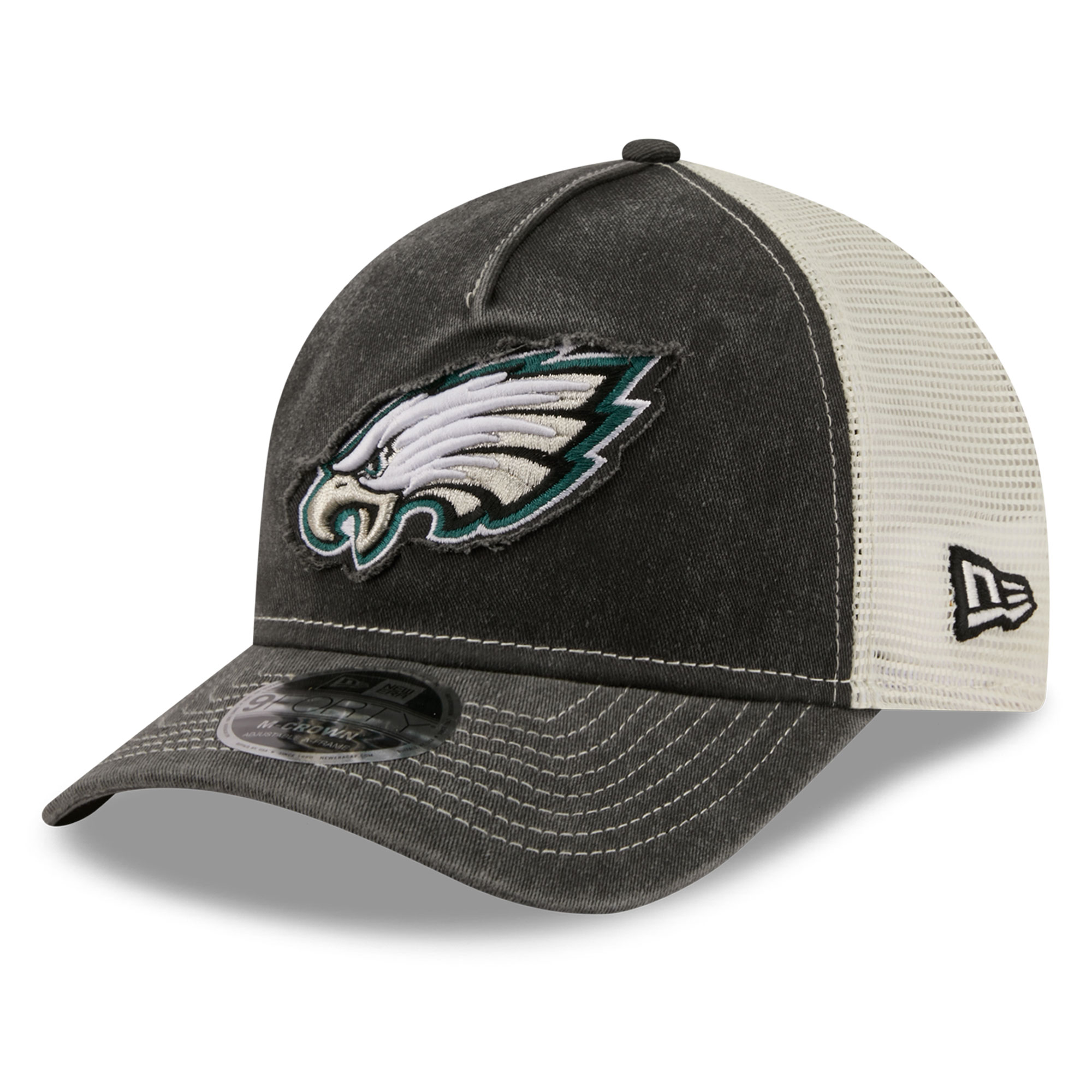Men's New Era  Black Philadelphia Eagles Fan 9FORTY A-Frame Trucker Adjustable Hat