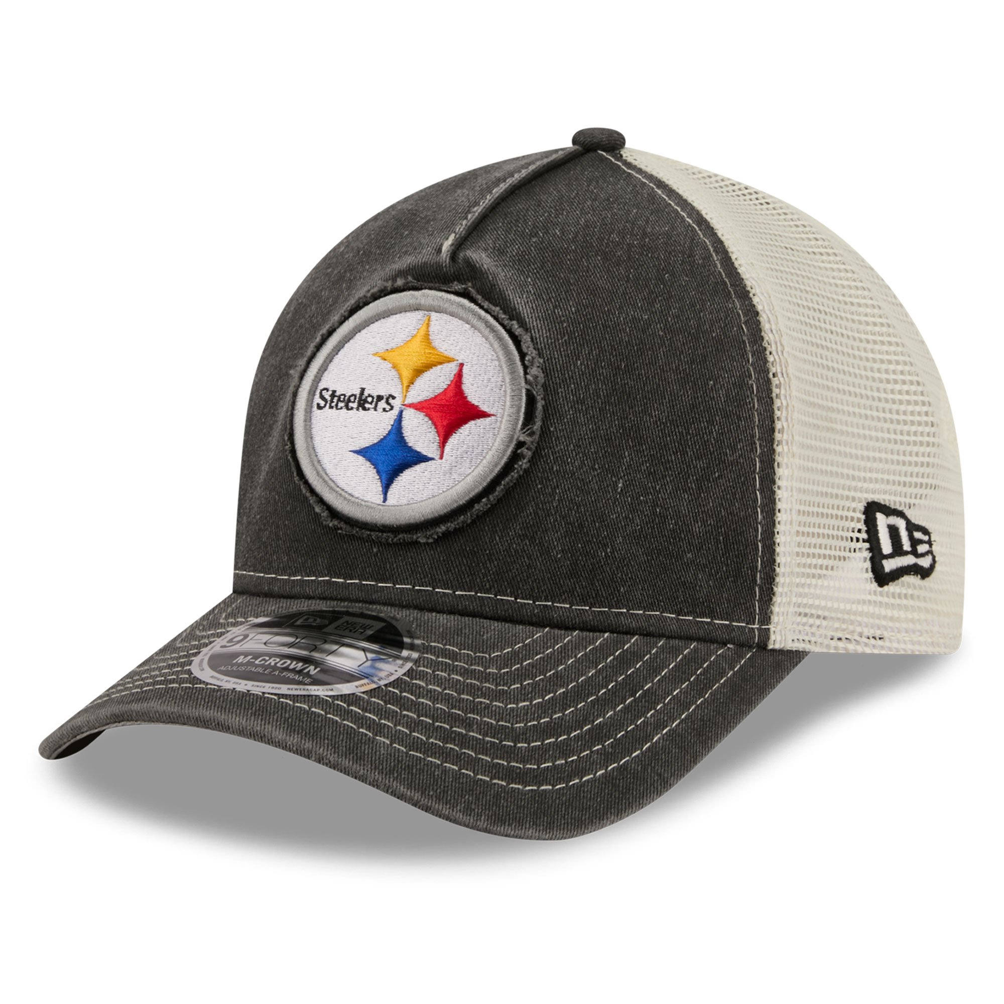 Men's New Era  Black Pittsburgh Steelers Fan 9FORTY A-Frame Trucker Adjustable Hat