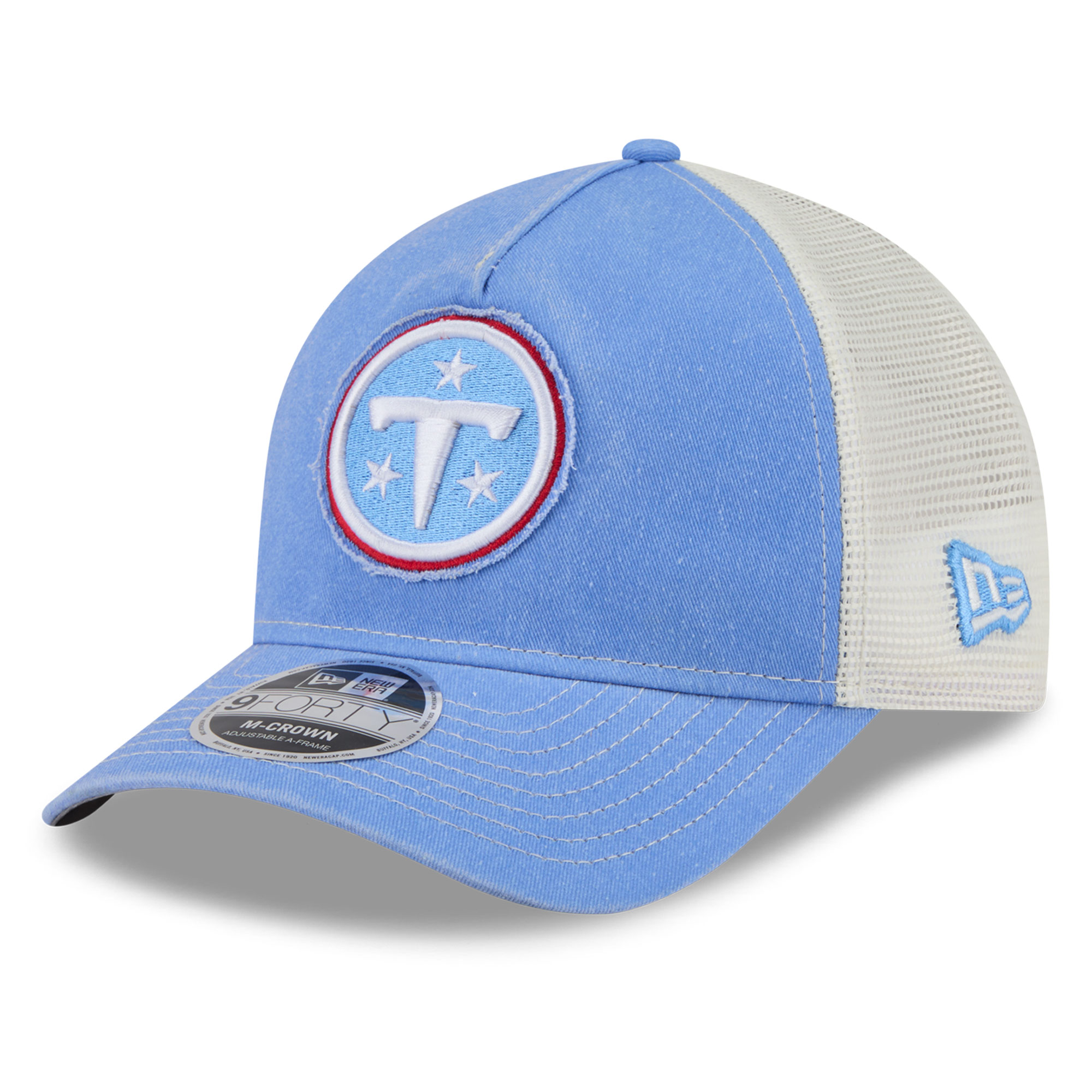 Men's New Era  Light Blue Tennessee Titans Fan 9FORTY A-Frame Trucker Adjustable Hat