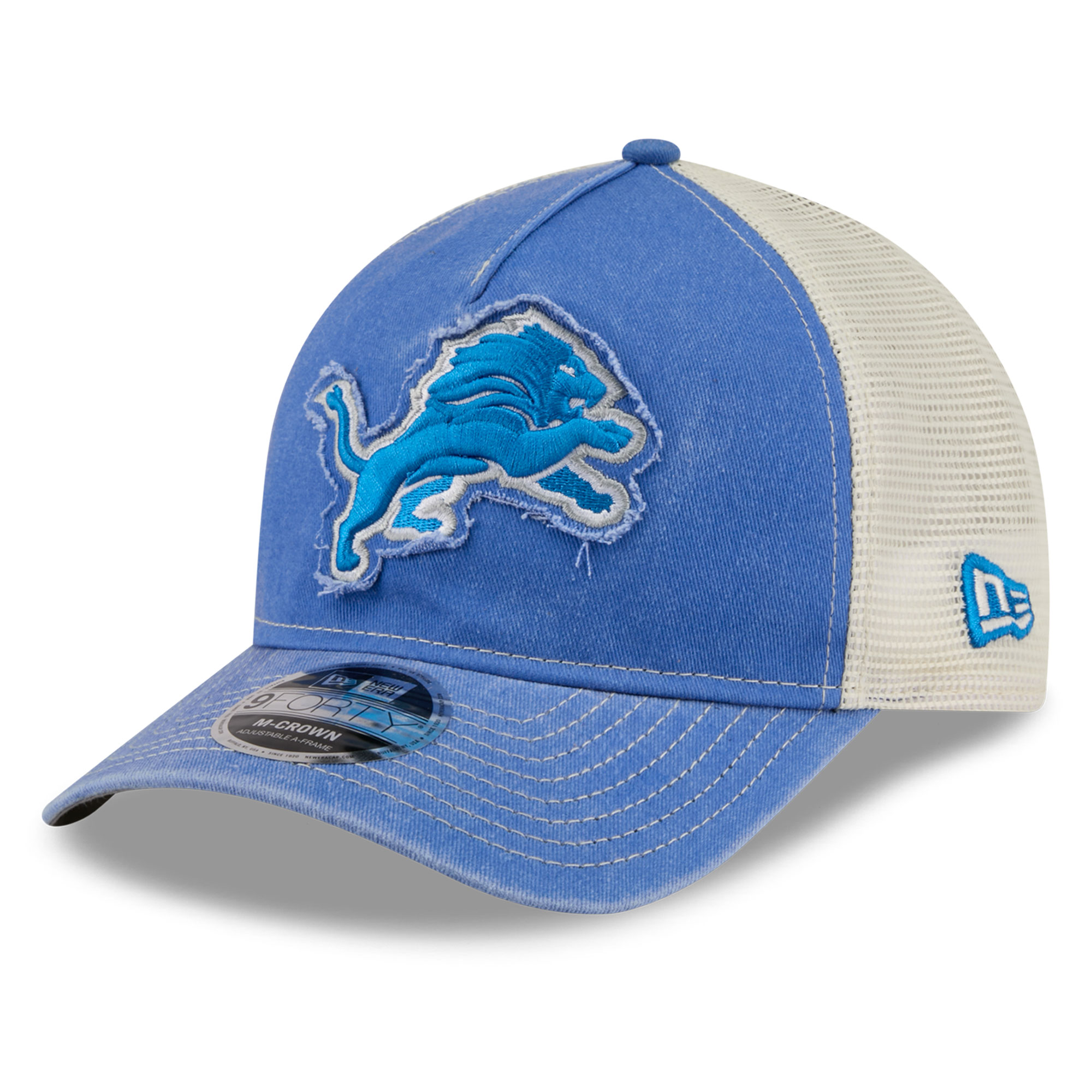 Men's New Era  Blue Detroit Lions Fan 9FORTY A-Frame Trucker Adjustable Hat