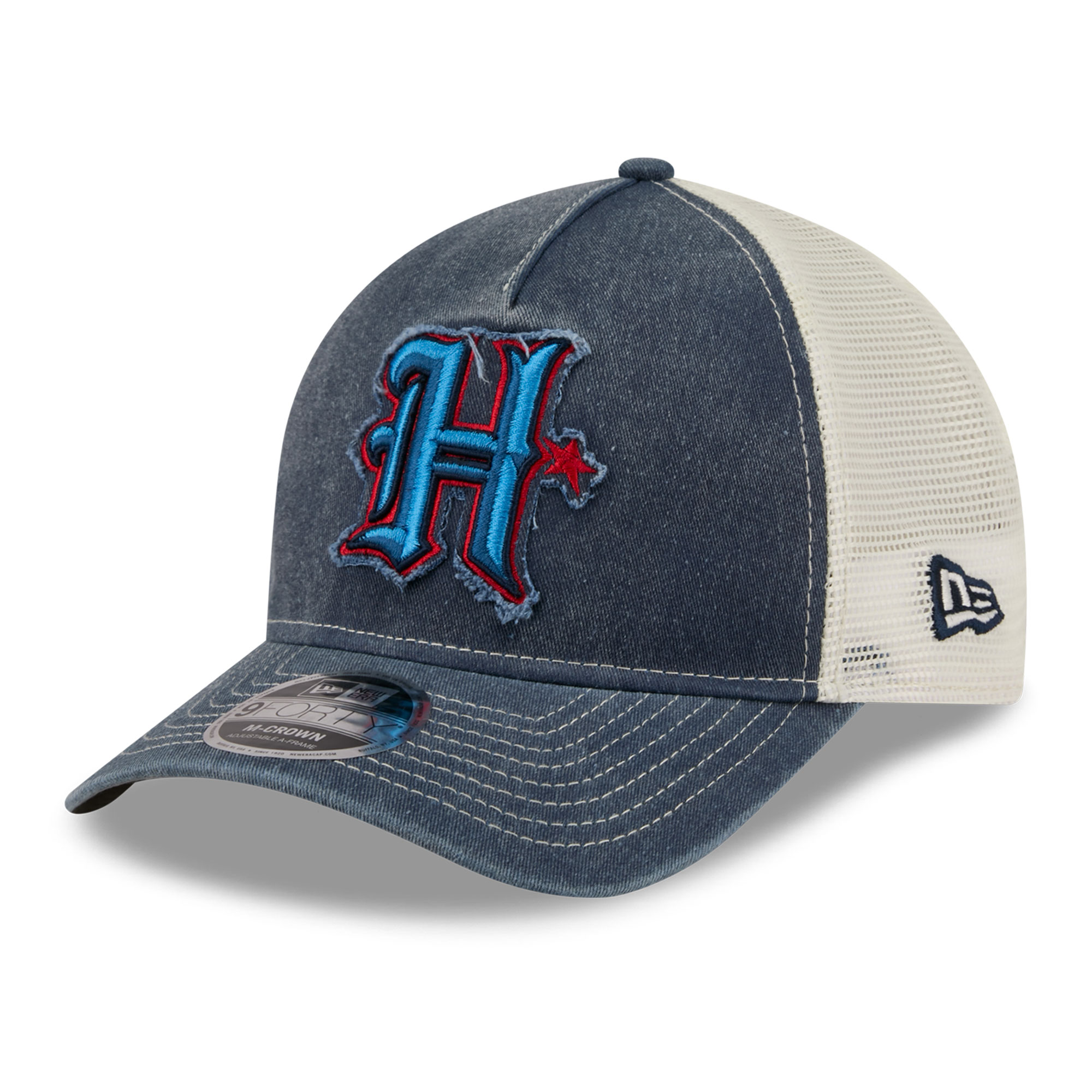 Men's New Era  Navy Houston Texans Fan 9FORTY A-Frame Trucker Adjustable Hat