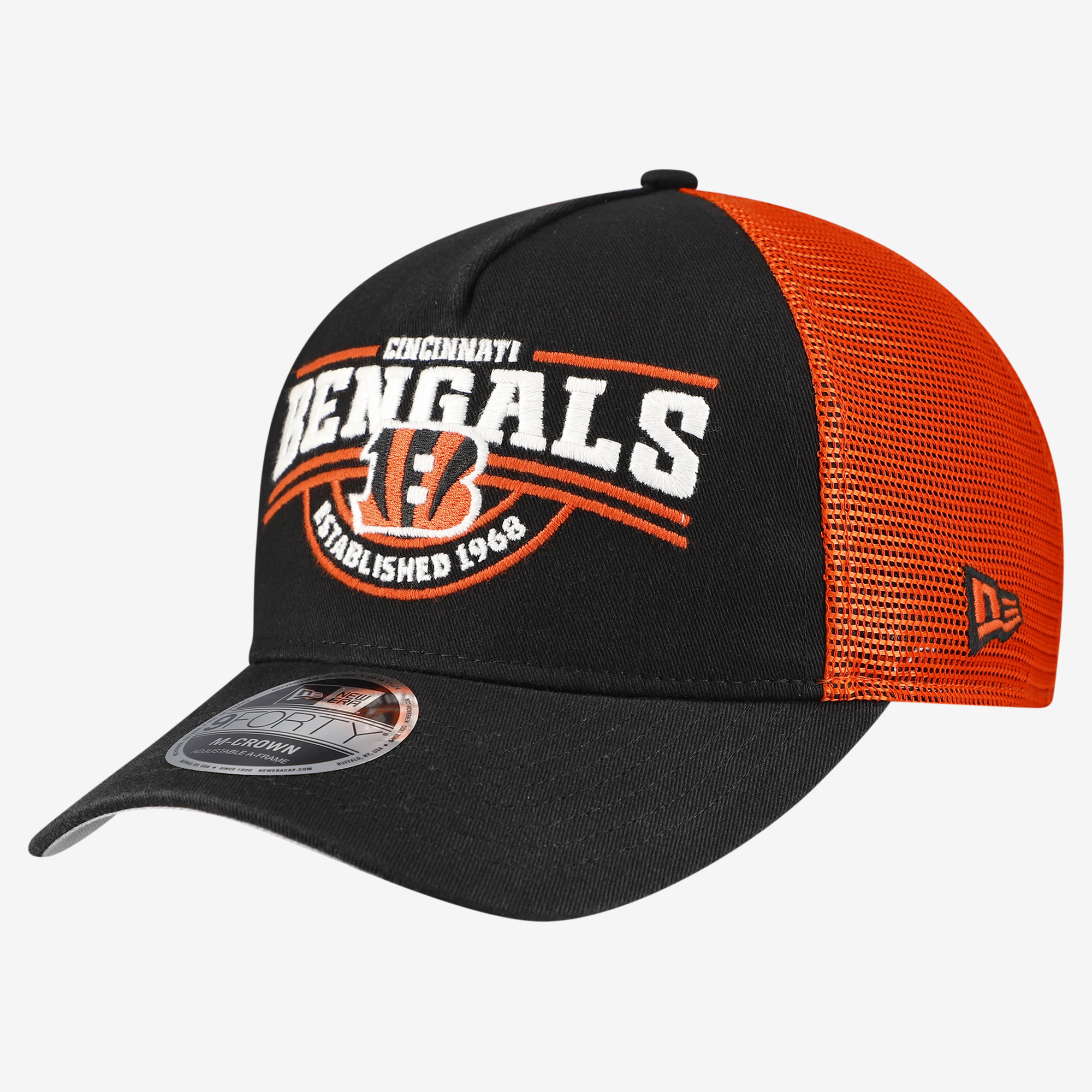 Men's New Era Black Cincinnati Bengals 9FORTY A-Frame Adjustable Hat