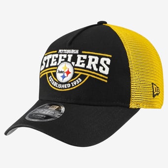 Men's New Era Black Pittsburgh Steelers A-Frame 9FORTY Adjustable Hat