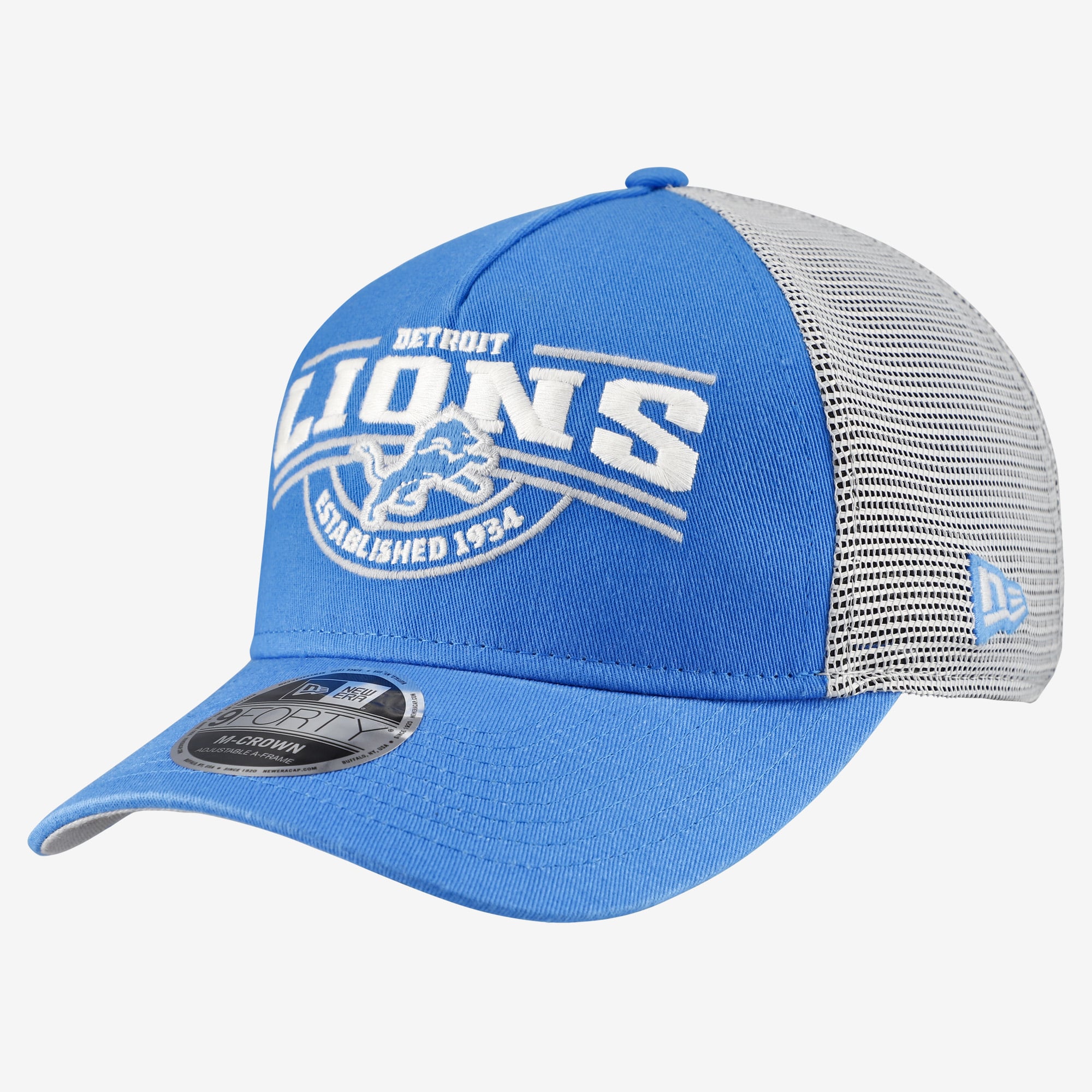 Men's New Era Blue Detroit Lions A-Frame 9FORTY Adjustable Hat