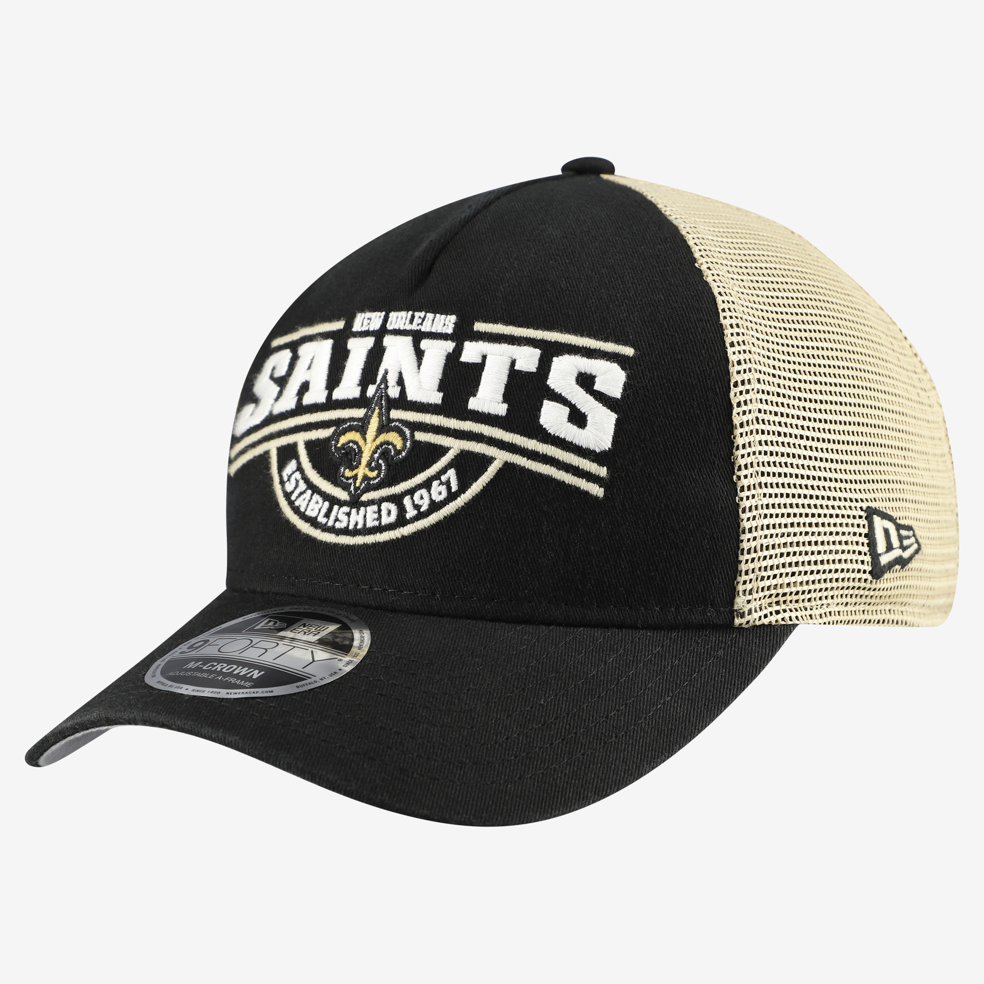 Men's New Era Black New Orleans Saints 9FORTY A-Frame Adjustable Hat