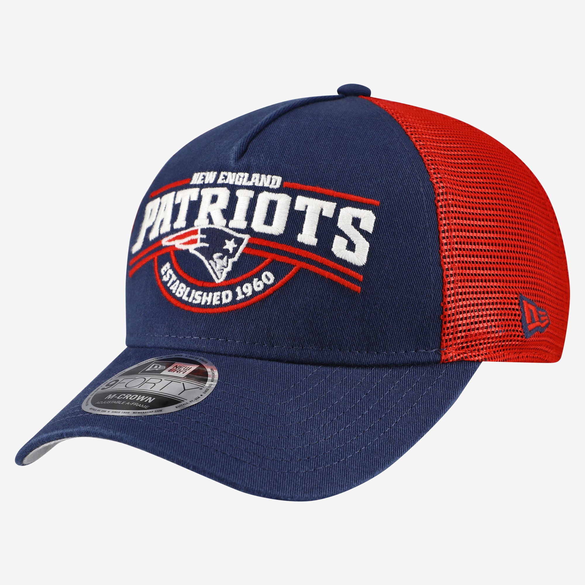 Men's New Era Navy New England Patriots A-Frame 9FORTY Adjustable Hat