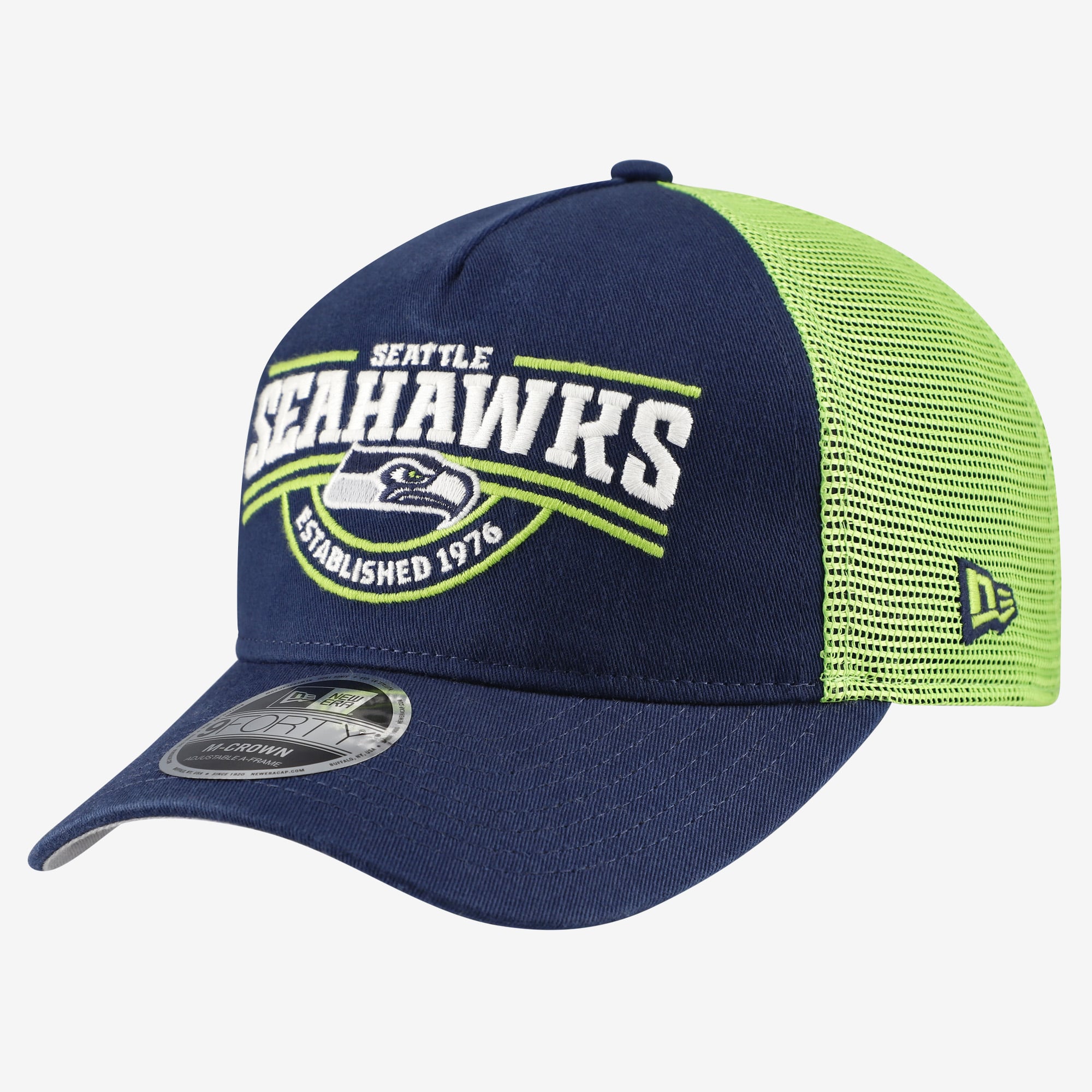 Men's New Era College Navy Seattle Seahawks A-Frame 9FORTY Adjustable Hat