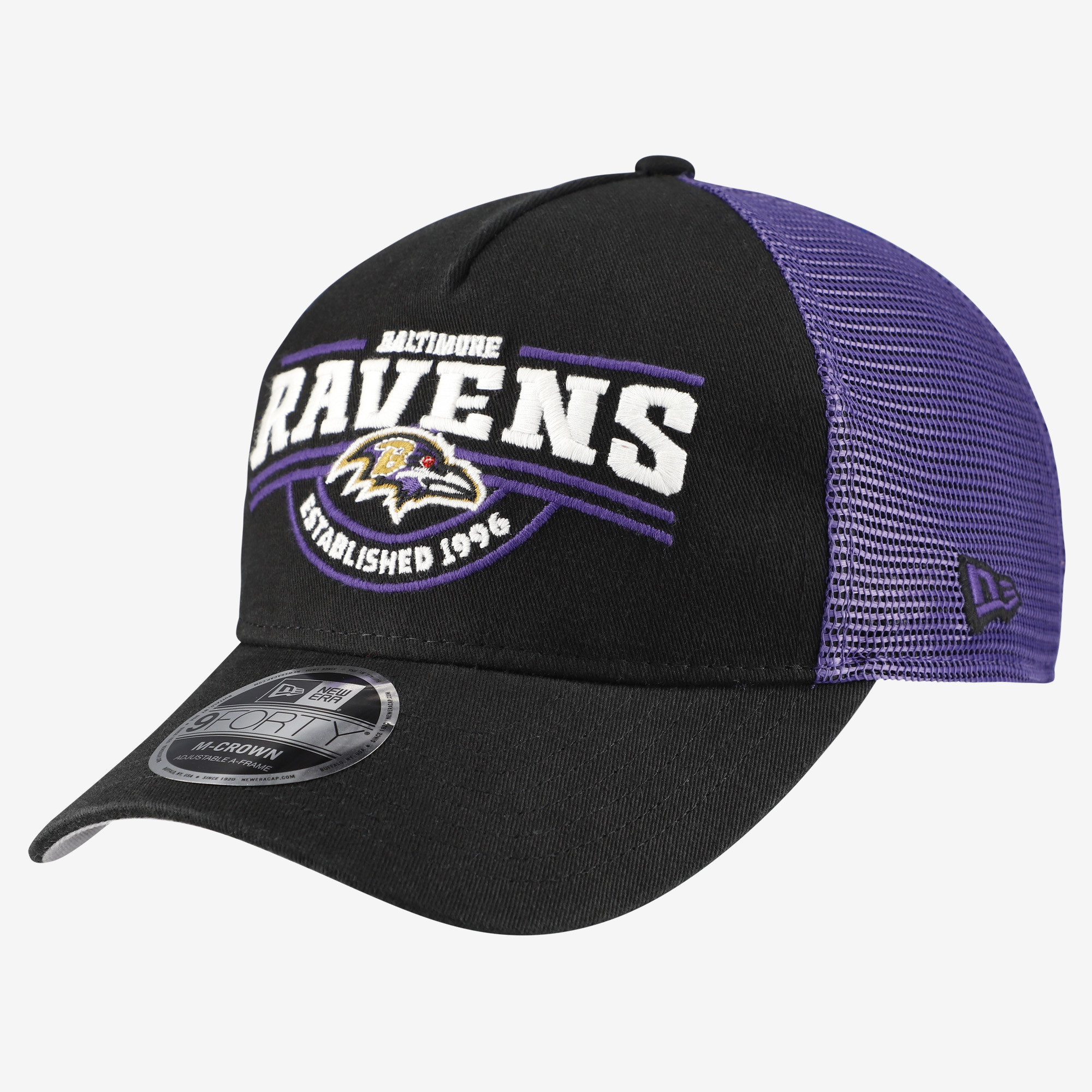 Men's New Era Black Baltimore Ravens 9FORTY A-Frame Adjustable Hat
