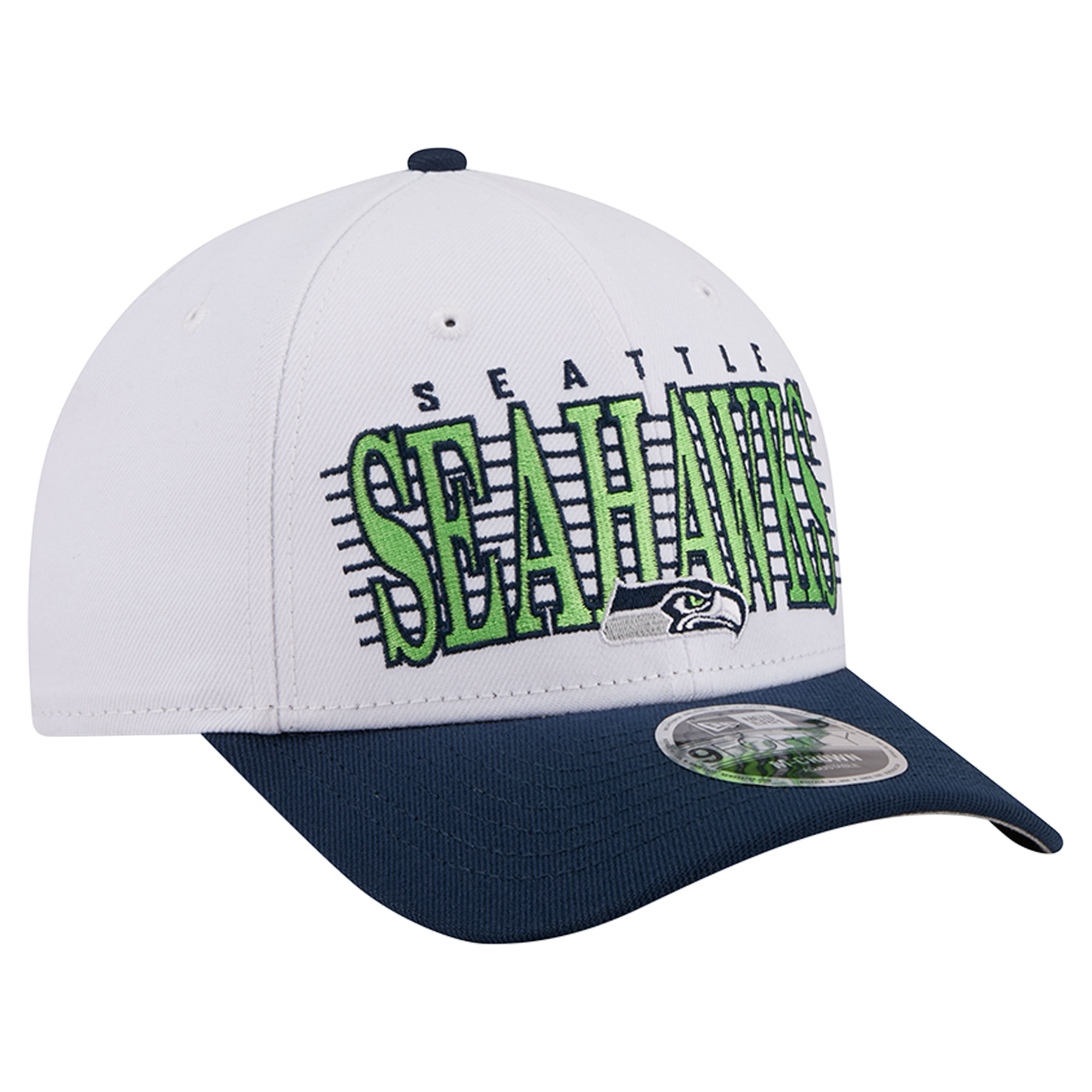 Men's New Era White/College Navy Seattle Seahawks Loyal 9FORTY M-Crown Adjustable Hat