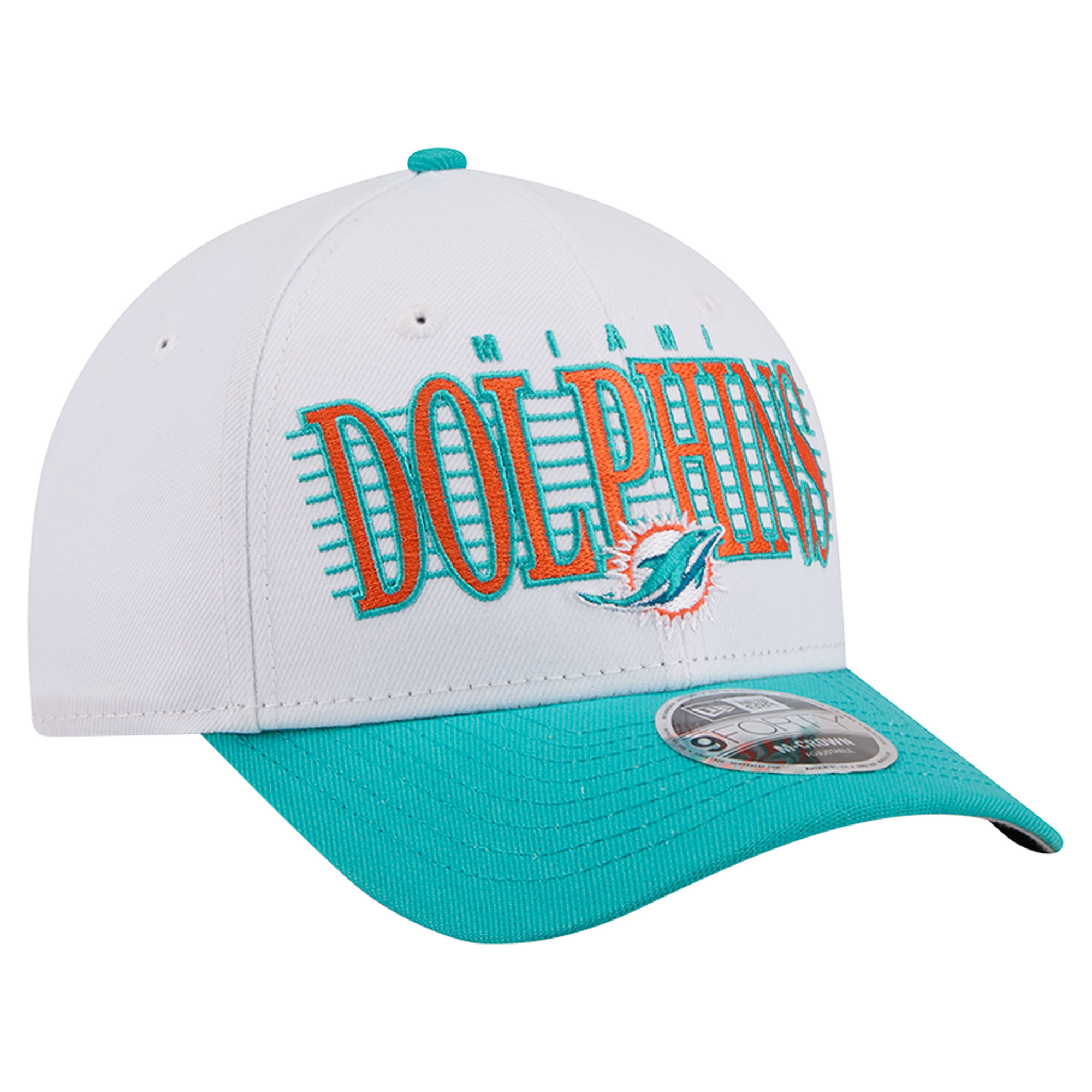 Men's New Era White/Aqua Miami Dolphins Loyal 9FORTY M-Crown Adjustable Hat