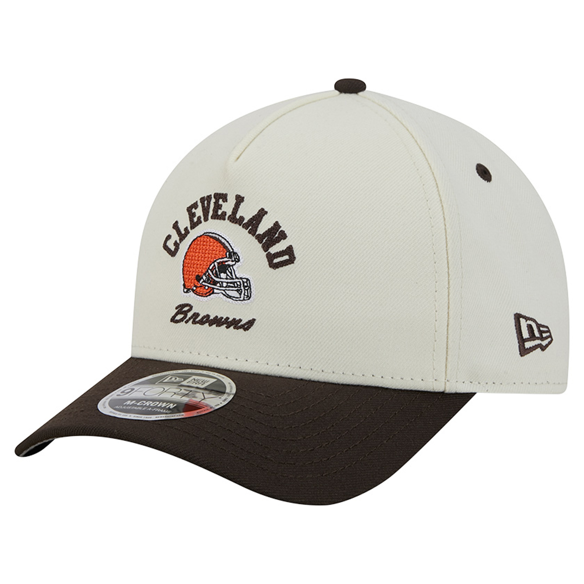 Men's New Era Cream/Brown Cleveland Browns Arch 9FORTY A-Frame M-Crown Adjustable Hat