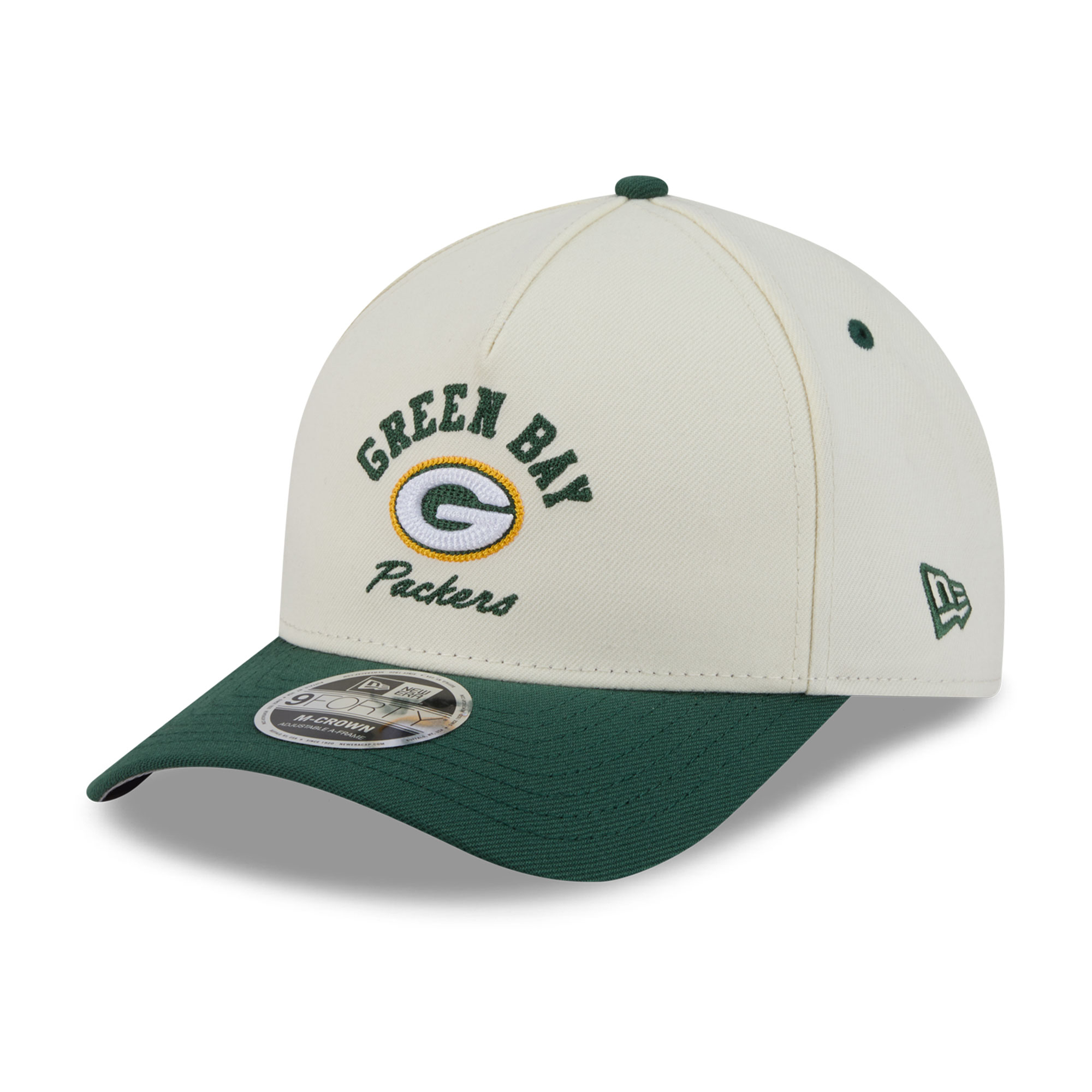 Men's New Era Cream/Green Green Bay Packers Arch 9FORTY A-Frame M-Crown Adjustable Hat