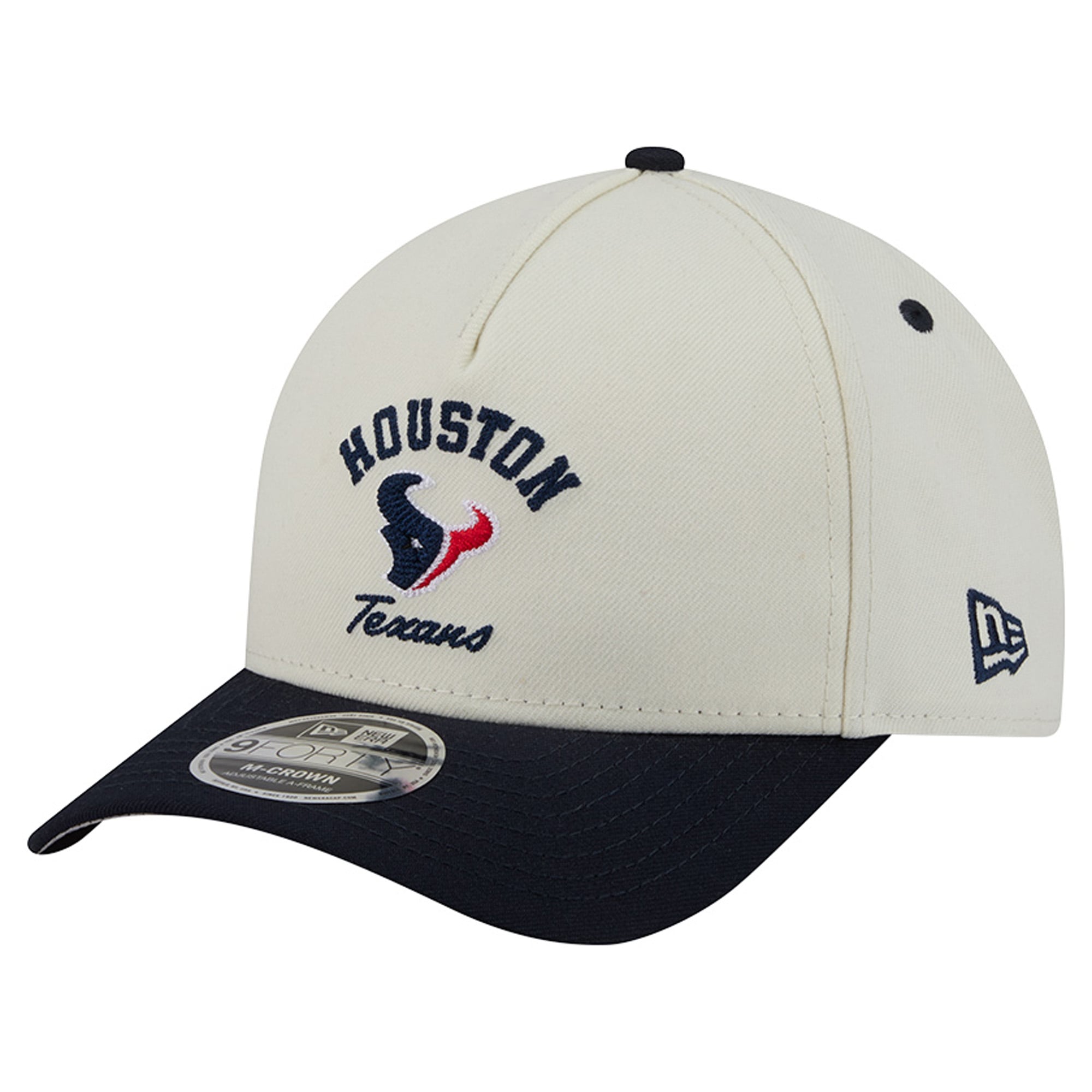 Men's New Era Cream/Navy Houston Texans Arch 9FORTY A-Frame M-Crown Adjustable Hat