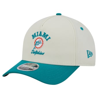 Men's New Era Cream/Aqua Miami Dolphins Throwback Arch 9FORTY A-Frame M-Crown Adjustable Hat