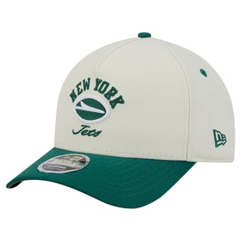 Men's New Era Cream/Green New York Jets Arch 9FORTY A-Frame M-Crown Adjustable Hat