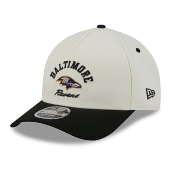 Men's New Era Cream/Black Baltimore Ravens Arch 9FORTY A-Frame M-Crown Adjustable Hat