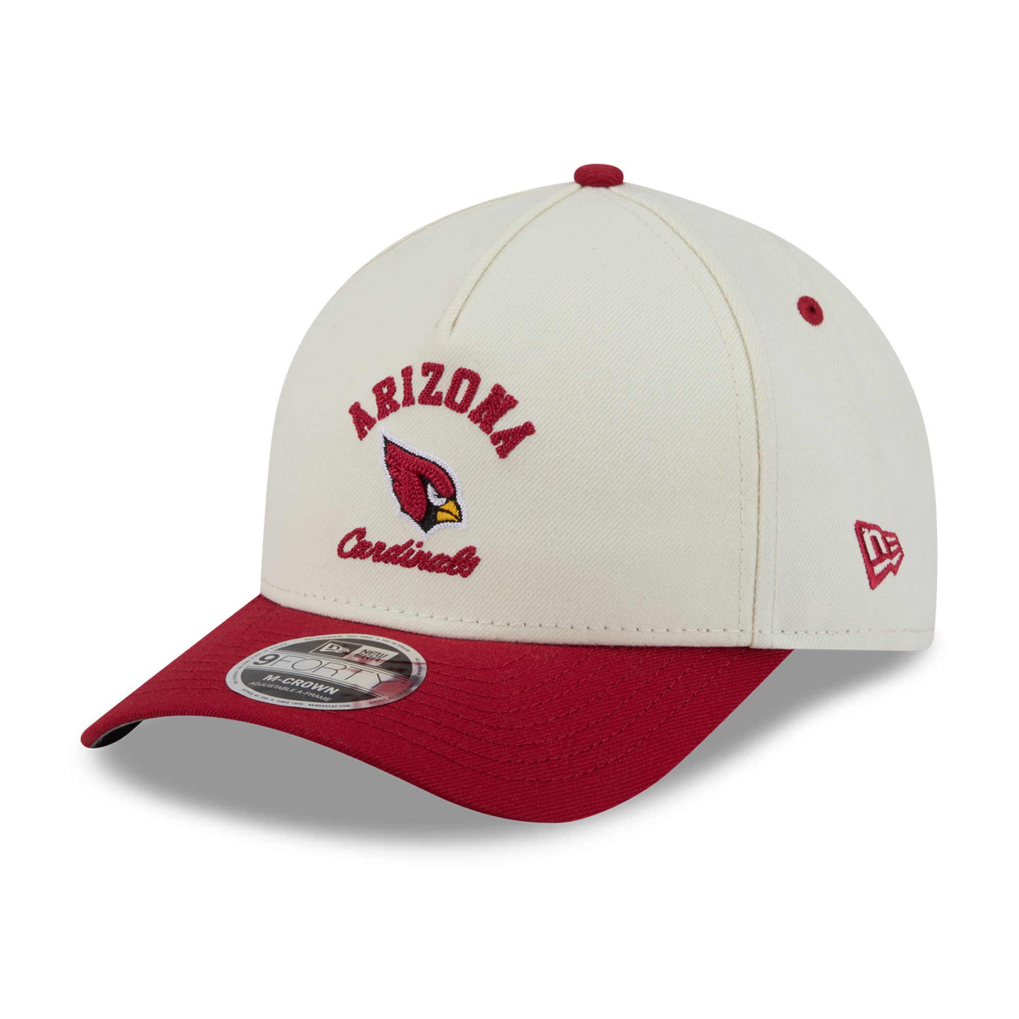 Men's New Era Cream/Cardinal Arizona Cardinals Arch 9FORTY A-Frame M-Crown Adjustable Hat