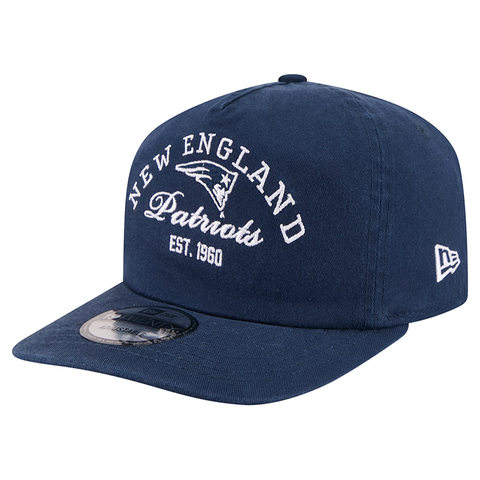 Men's New Era Navy New England Patriots Stacked 19TWENTY Adjustable Hat