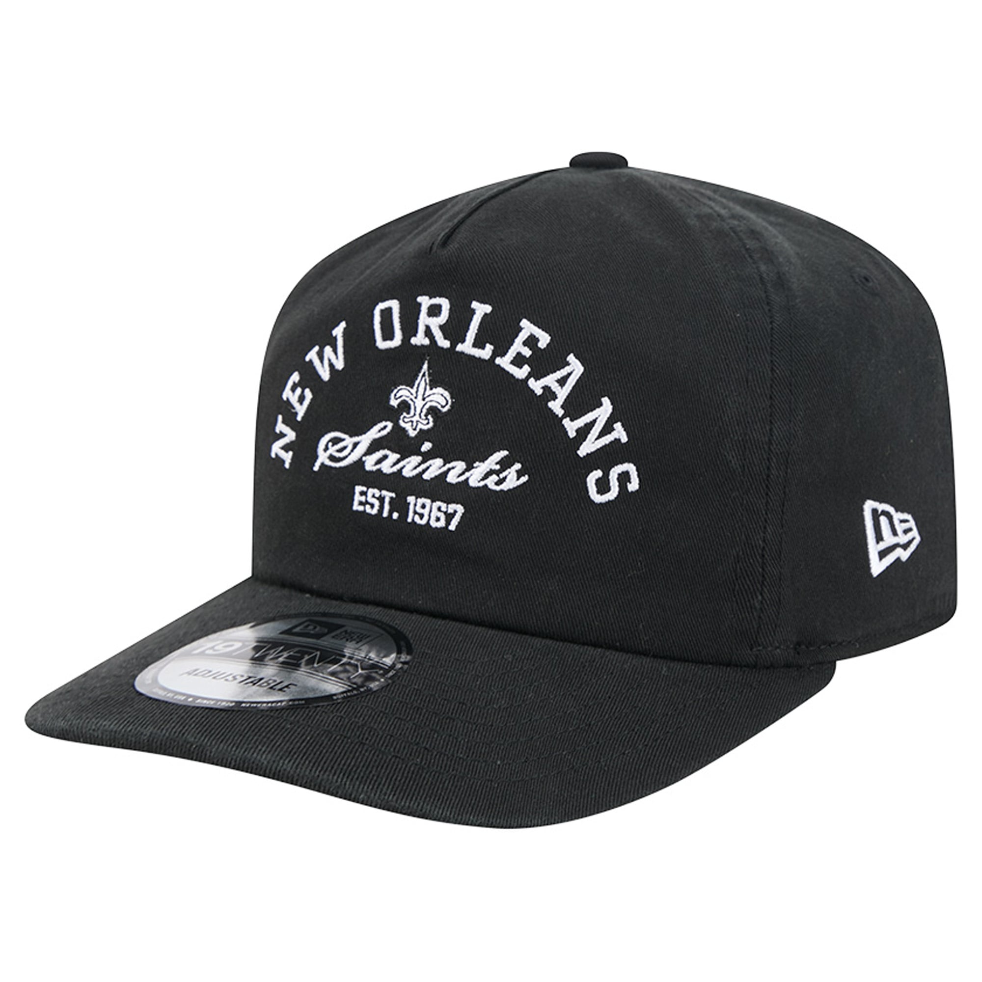 Men's New Era Black New Orleans Saints Stacked 19TWENTY Adjustable Hat