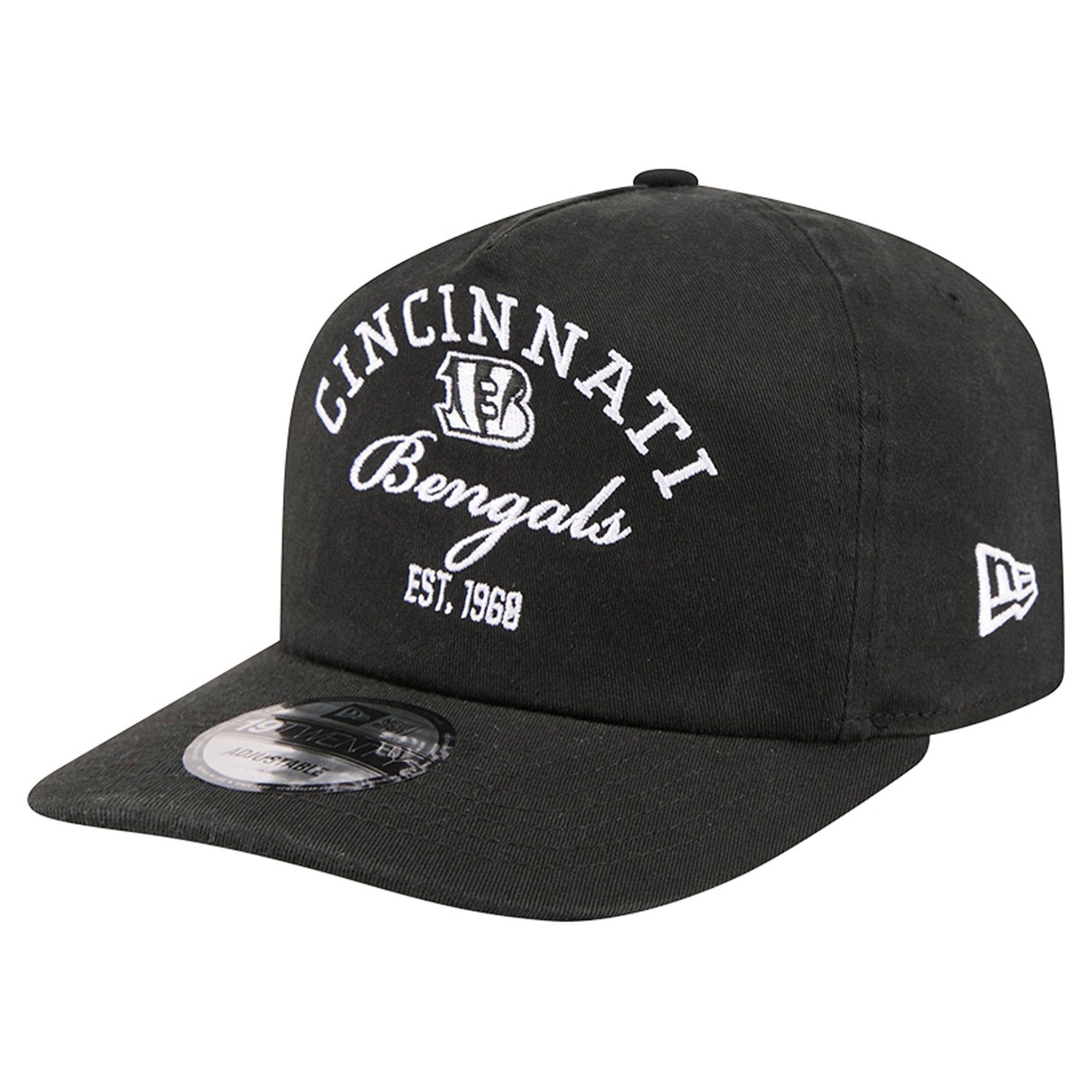 Men's New Era Black Cincinnati Bengals Stacked 19TWENTY Adjustable Hat